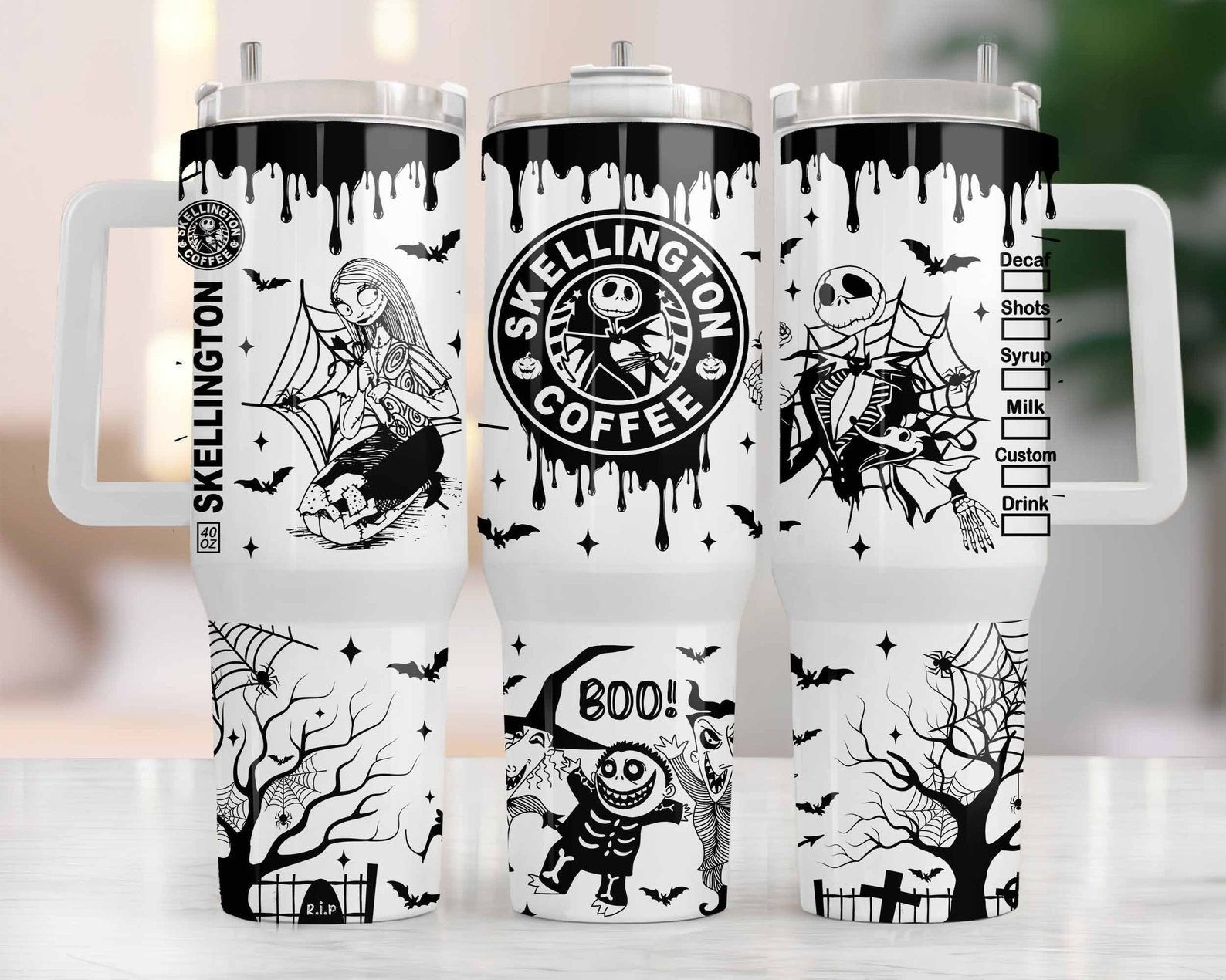 Nightmare Before Christmas 40oz Tumbler with Handle, Halloween Gifts