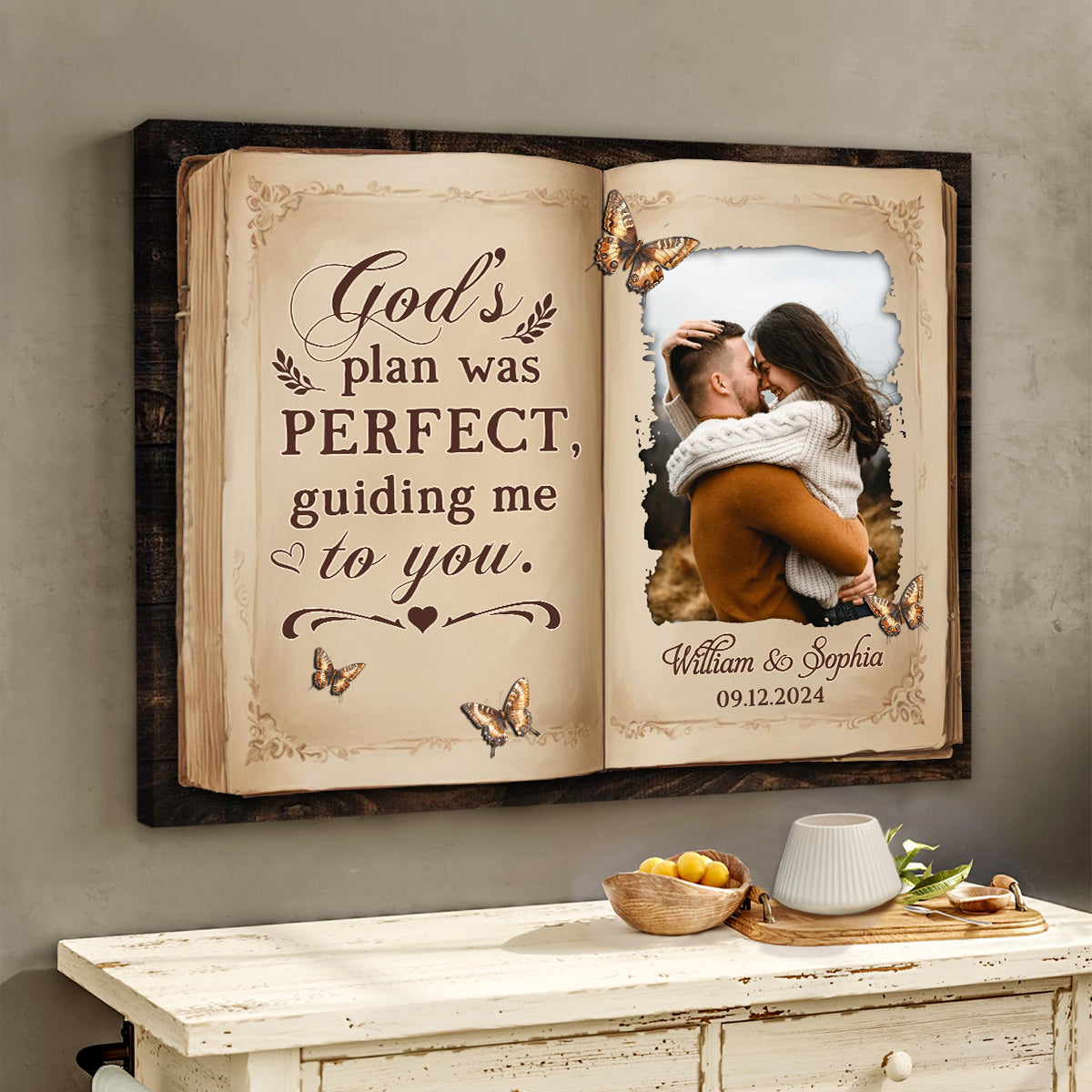 Lovebook Canvas Print Wall Art, Custom Photo Canvas, Couple Valentine Gifts, Wedding Anniversary Gift