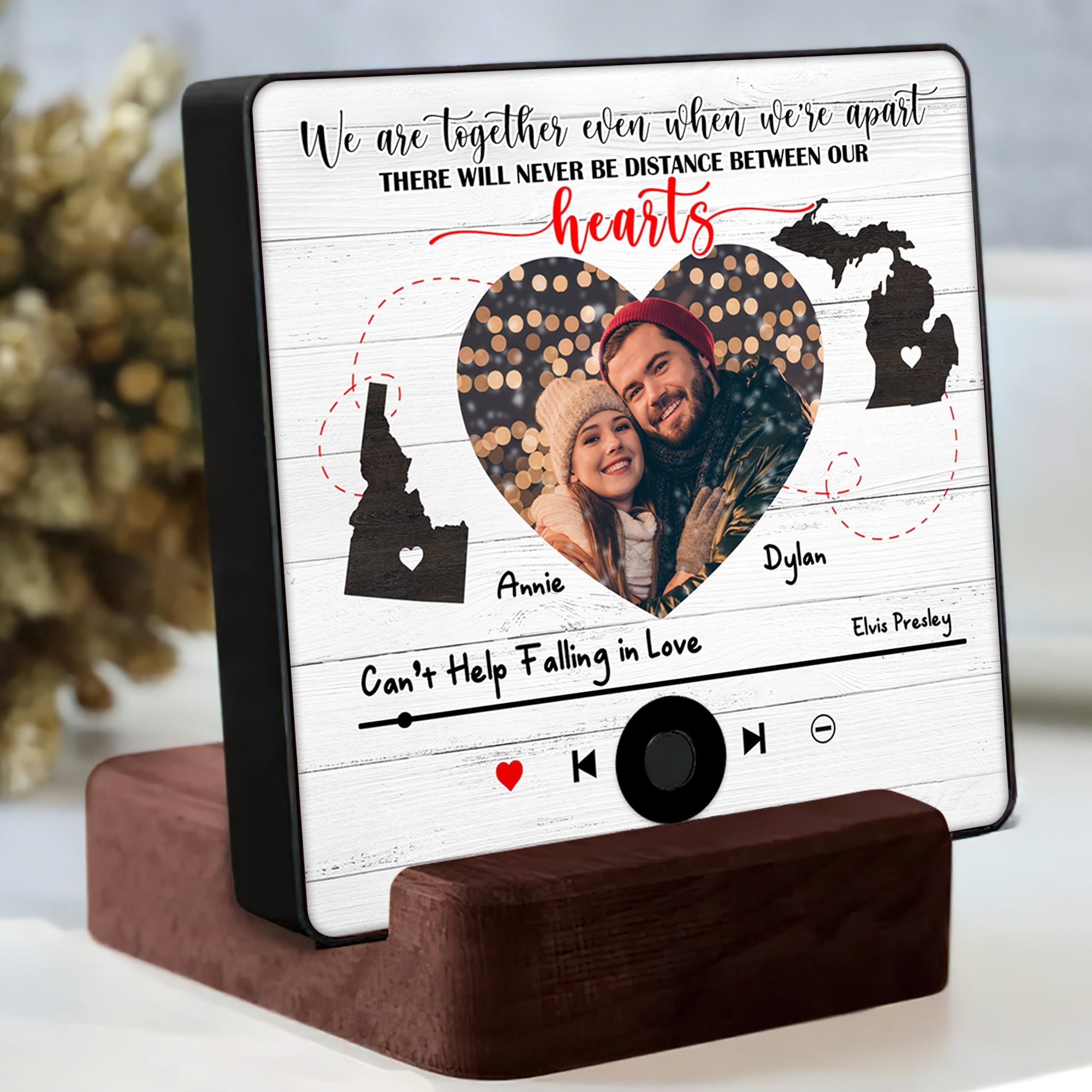 We Are Together Even When We're Apart Custom Photo Music Fridge Magnet, Couple Valentine Gift