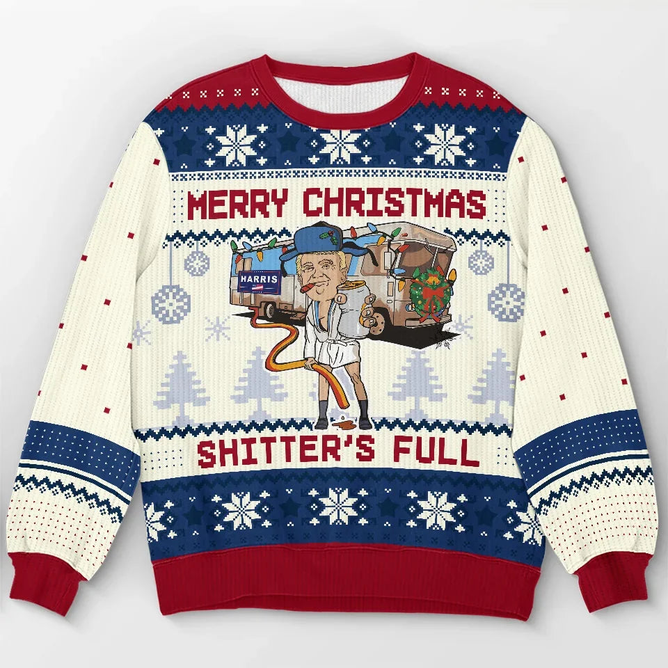 Trump2024 Shittersfull Political Ugly Christmas Sweater, Funny Political Shirt