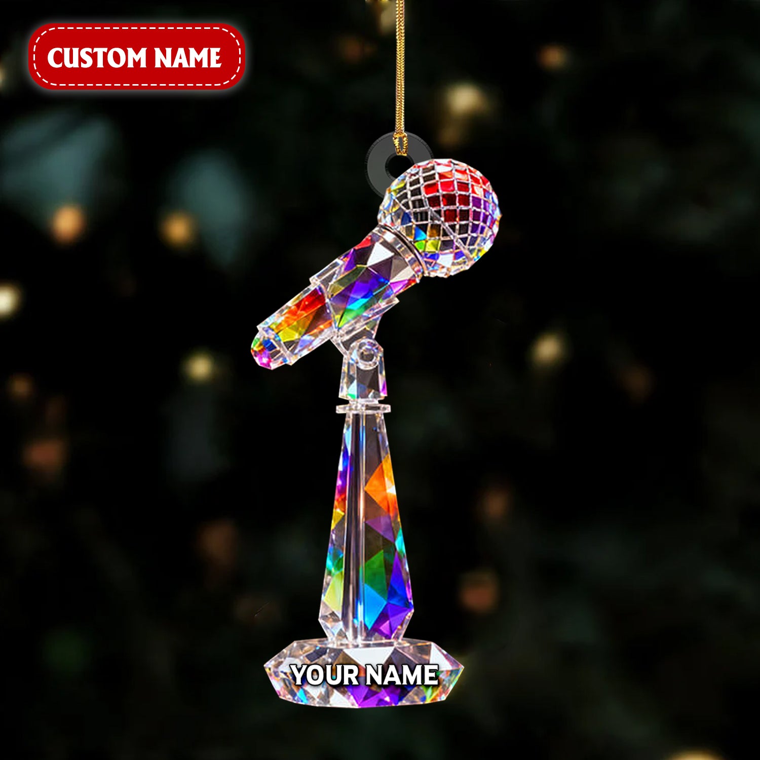 Custom Microphone Acrylic Ornament Crystal Light Effect, Career Ornament, Christmas Acrylic Ornament