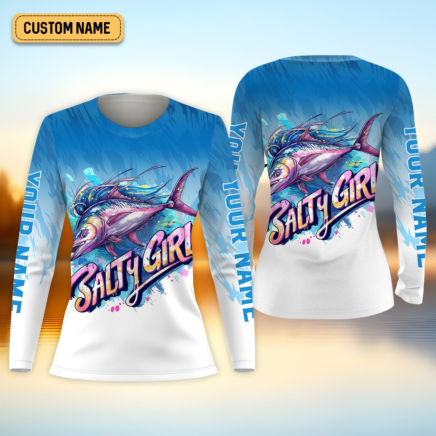 Fisherwomen, Salty Girl Fishing UPF Shirts, Women Fishing Shirt, Long Sleeve Fishing Shirts