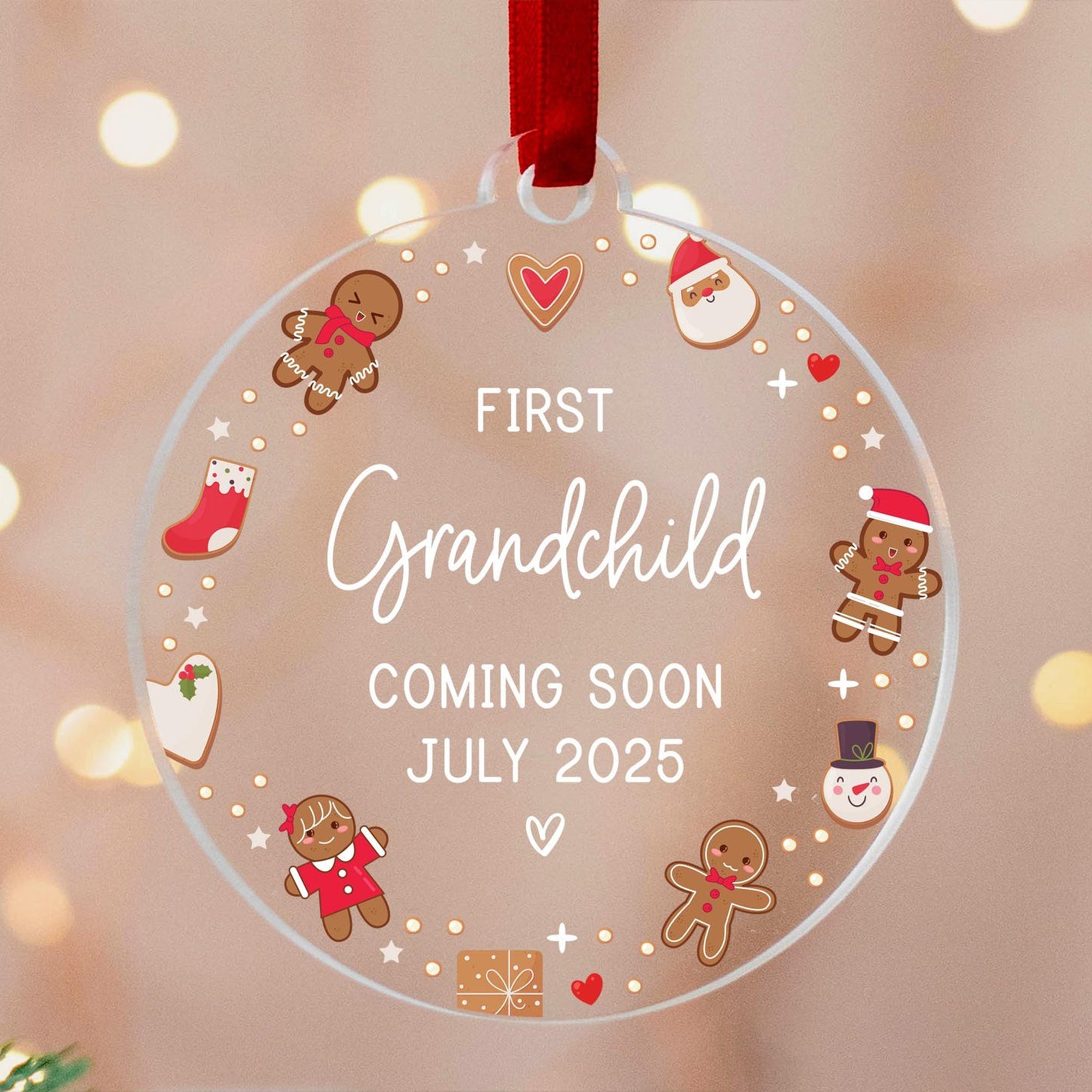 First Grandchild Coming Soon Personalized Christmas Ornament, Baby Announcement, Pregnancy Gifts