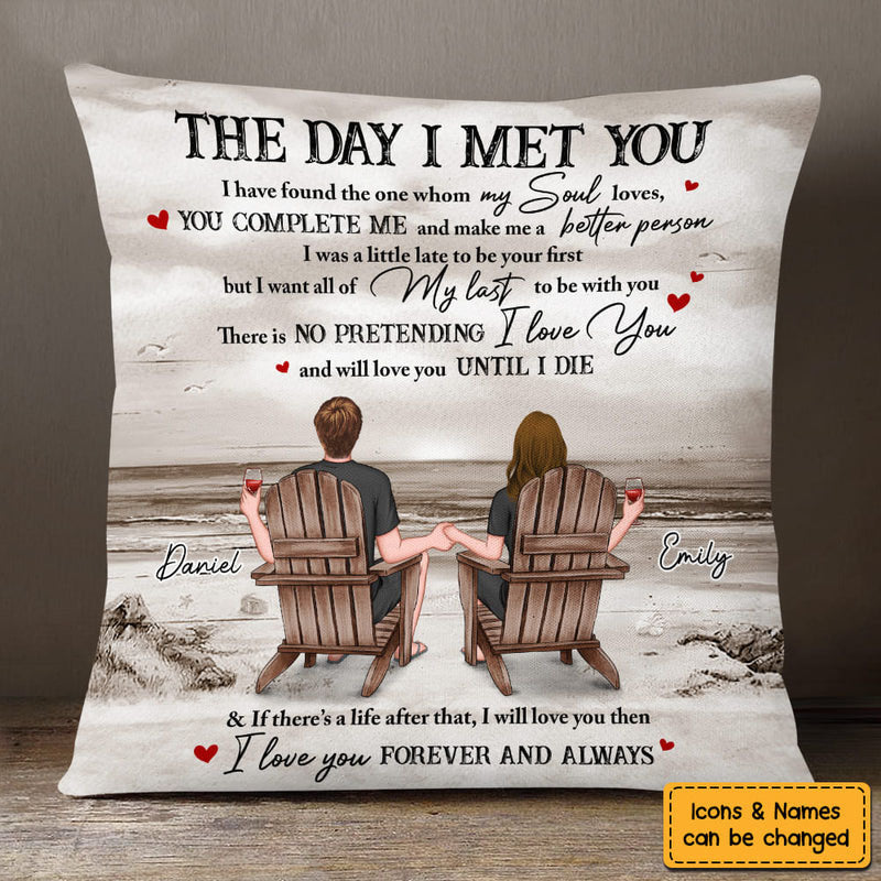 The Day I Met You Pillow, Love Pillow For Couple, Valentines Gifts For Couple, Anniversary Gift For Couple