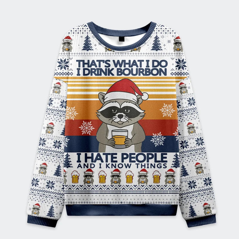 Raccoon Drinking Beer Funny Ugly Sweater, Ugly Xmas Sweater, Christmas Ugly Sweatshirt