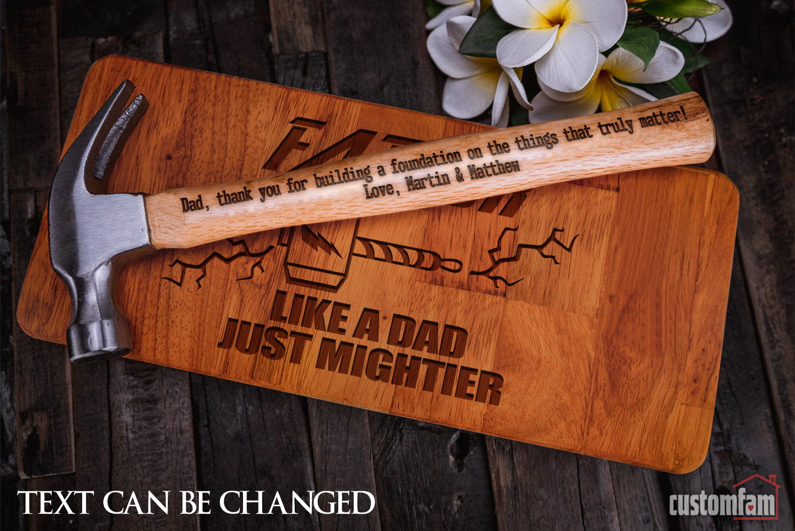 Fathor Like A Dad Just Mightier Personalized Father & Child Hammer Gift Set, Engraved Hammer, Framing Hammer, Gifts For Dad