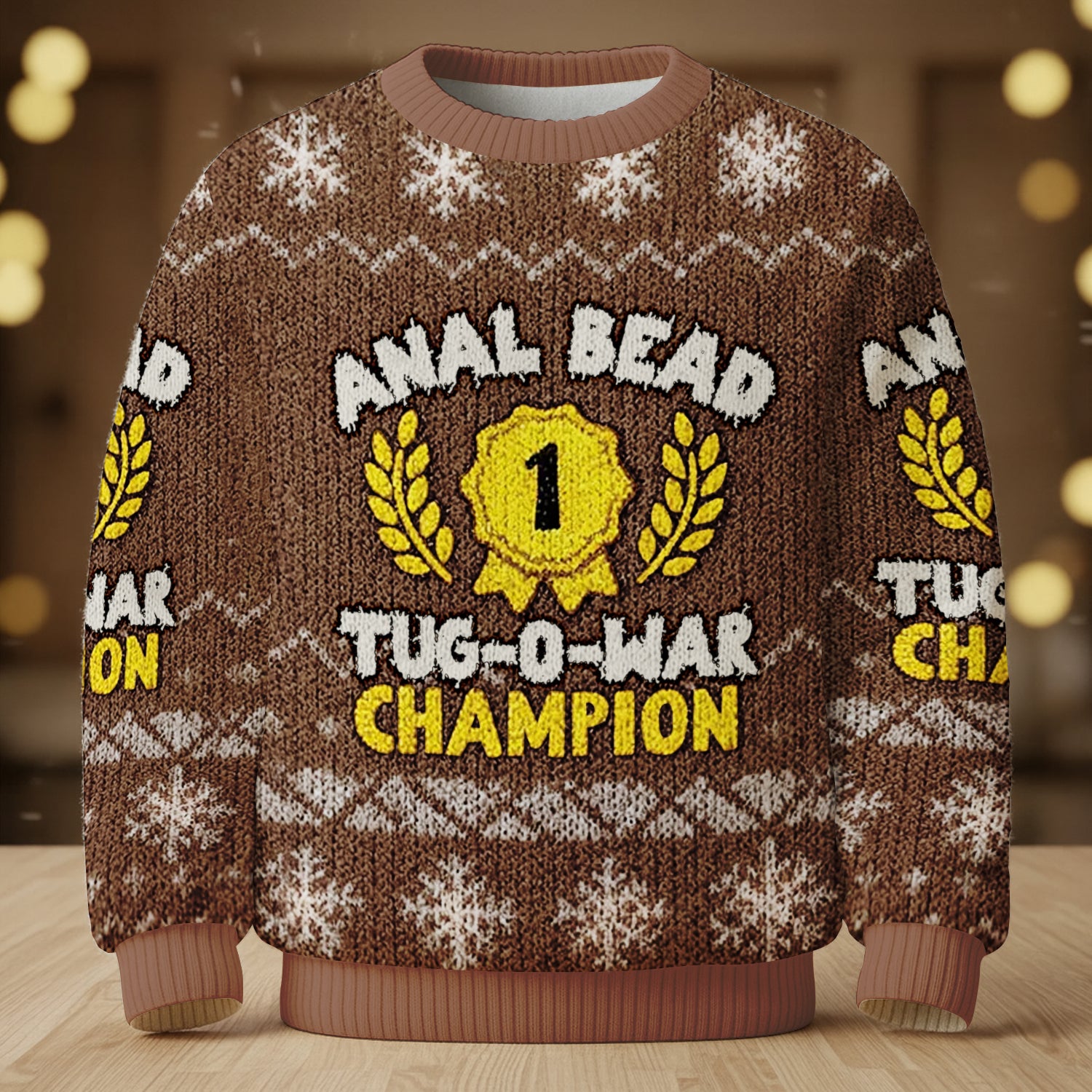 Bead Tug O War Champion Brown Ugly Sweater, Funny Ugly Christmas Sweater, Christmas Ugly Sweatshirt