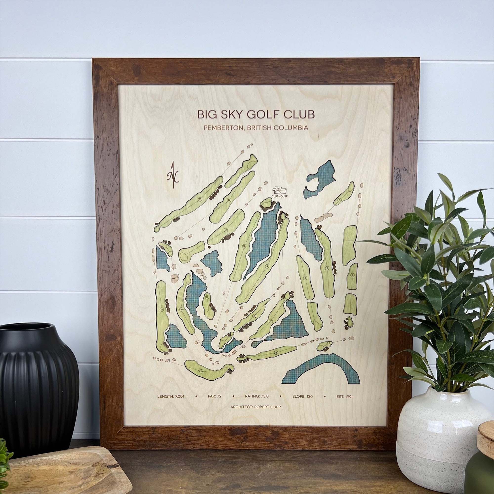 Big Sky Golf Club Custom Golf Course Map, Golf Art, Goft Wood Sign, Gift For Golfers