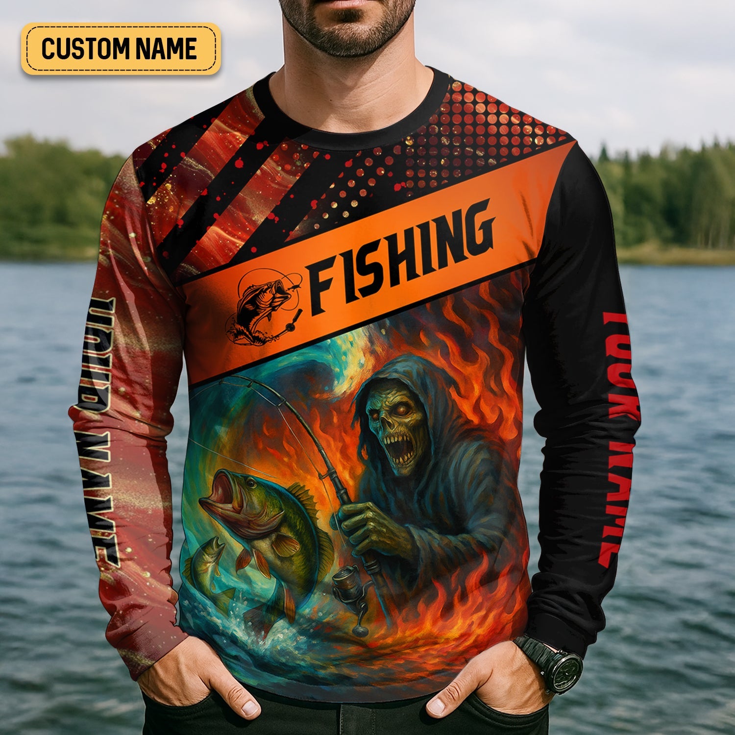 Reaper Fishing Mens SFP Shirt, Fisherman Halloween Costume, Fisherman Gift, Fishing Shirts For Men