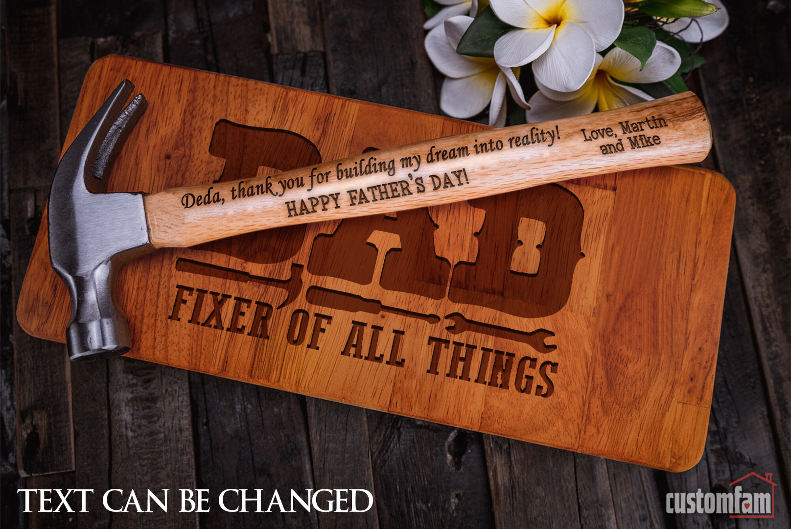 Dad Fixer Of All Things Personalized Engraved Hammer Box And Nails Set, Framing Hammer, Gifts For Dad