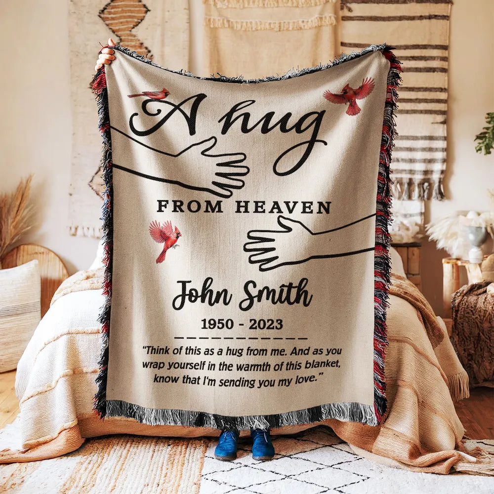 A Hug From Heaven Personalized Memorial Blankets, Sympathy Gifts