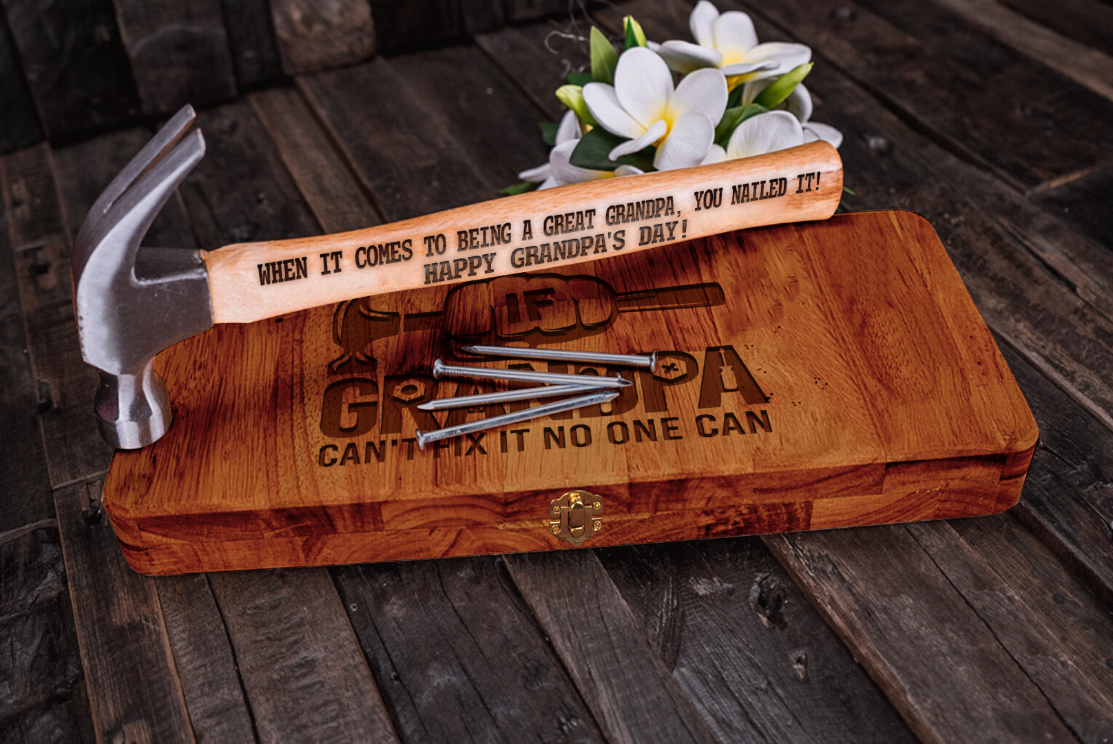 Grandpa Can't Fix It No One Can Personalized Engraved Hammer, Framing Hammer, Gifts For Dad