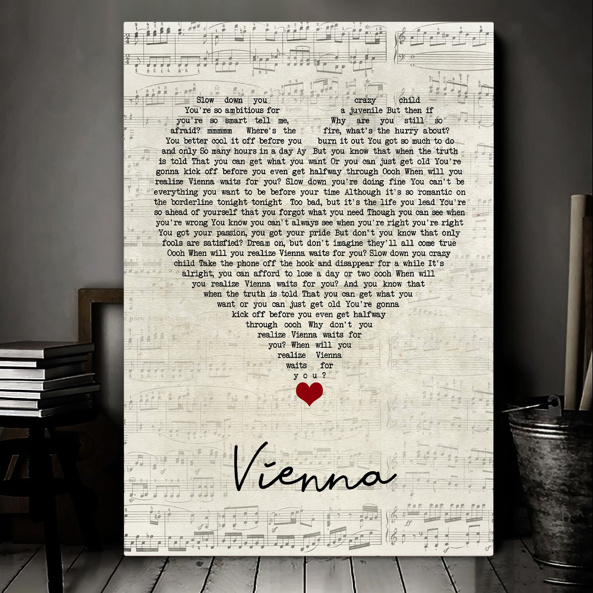 Billy Joel Vienna Script Heart Song Lyrics Quote Music Art Print Canvas Print Frames