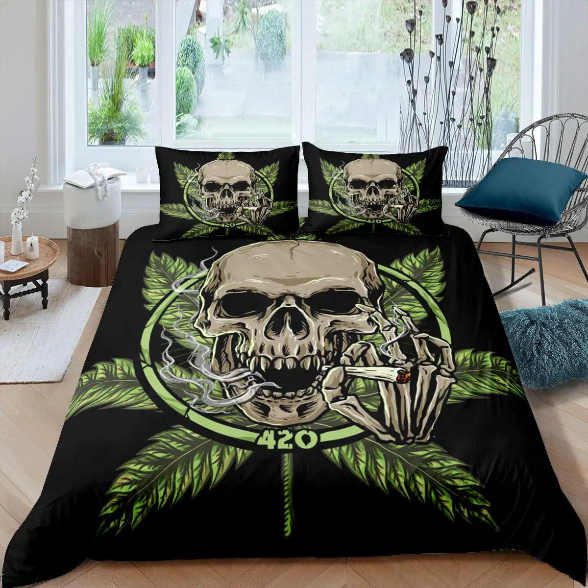 Art Skull Bedding Set, Halloween Bedspread, Halloween Home Decor
