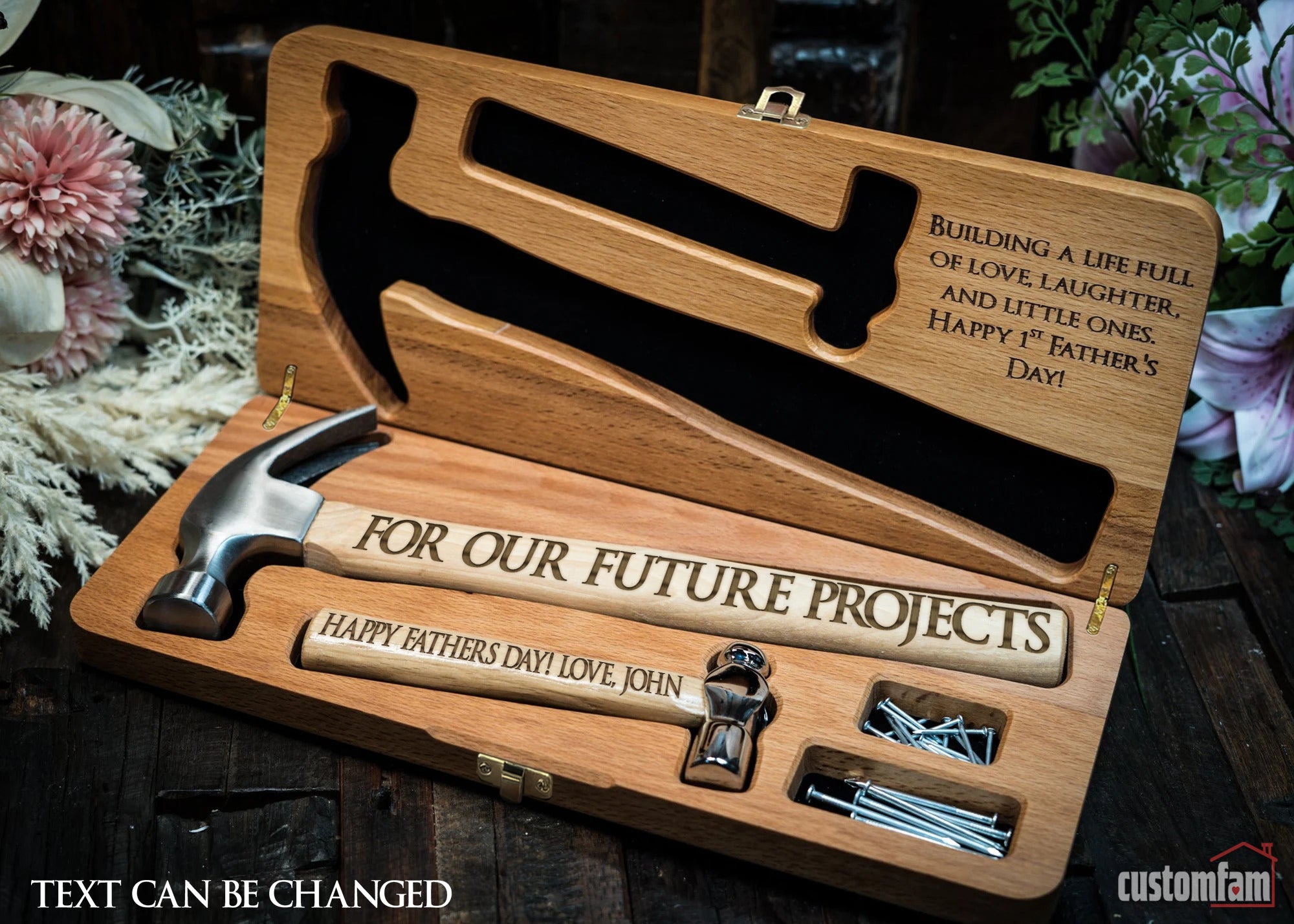 Personalized Father & Child Engraved Hammer Gift Set, Framing Hammer, Gifts for New Dads