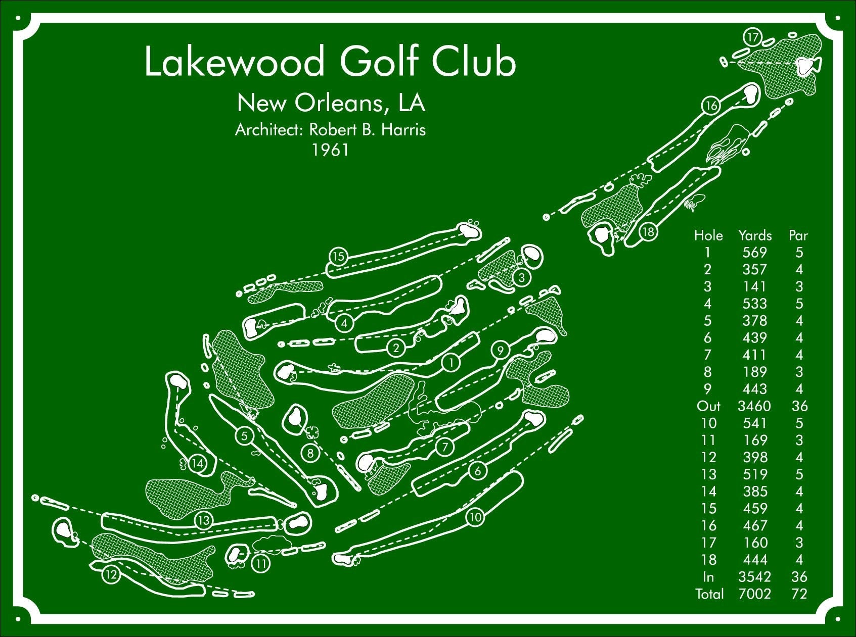 Custom Lakewood Golf Course Map, Golf Art, Golf Wood Sign, Gift For Golfers