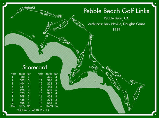 Custom Pebble Beach Club Golf Course Map, Golf Art, Golf Wood Sign, Gift For Golfers