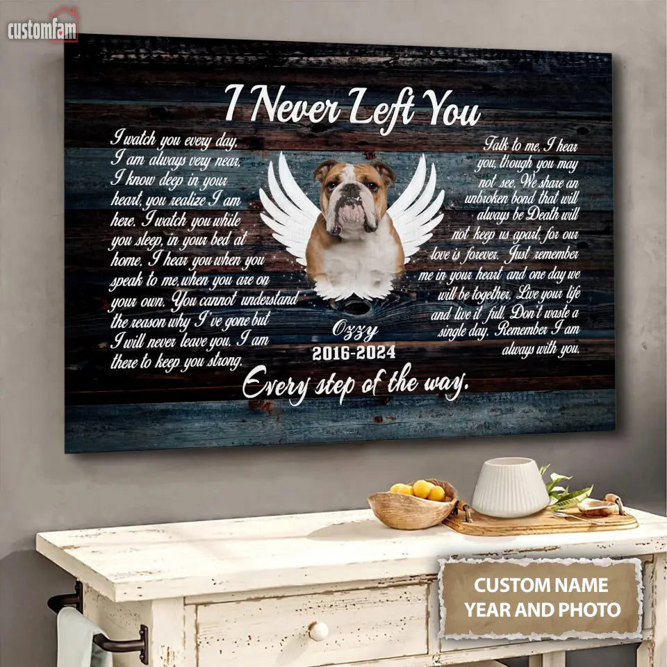 Personalized Photo Canvas Wall Art, Memorial Gifts For Dog Lovers, Dog Loss Gift, I Never Left You Canvas