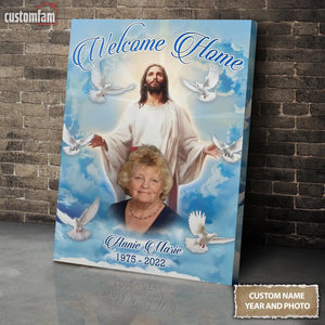 Personalized Photo Canvas Wall Art, Jesus Memorial Gift, Loss Of Dad, Remembrance Gifts, Welcome Home Canvas 1