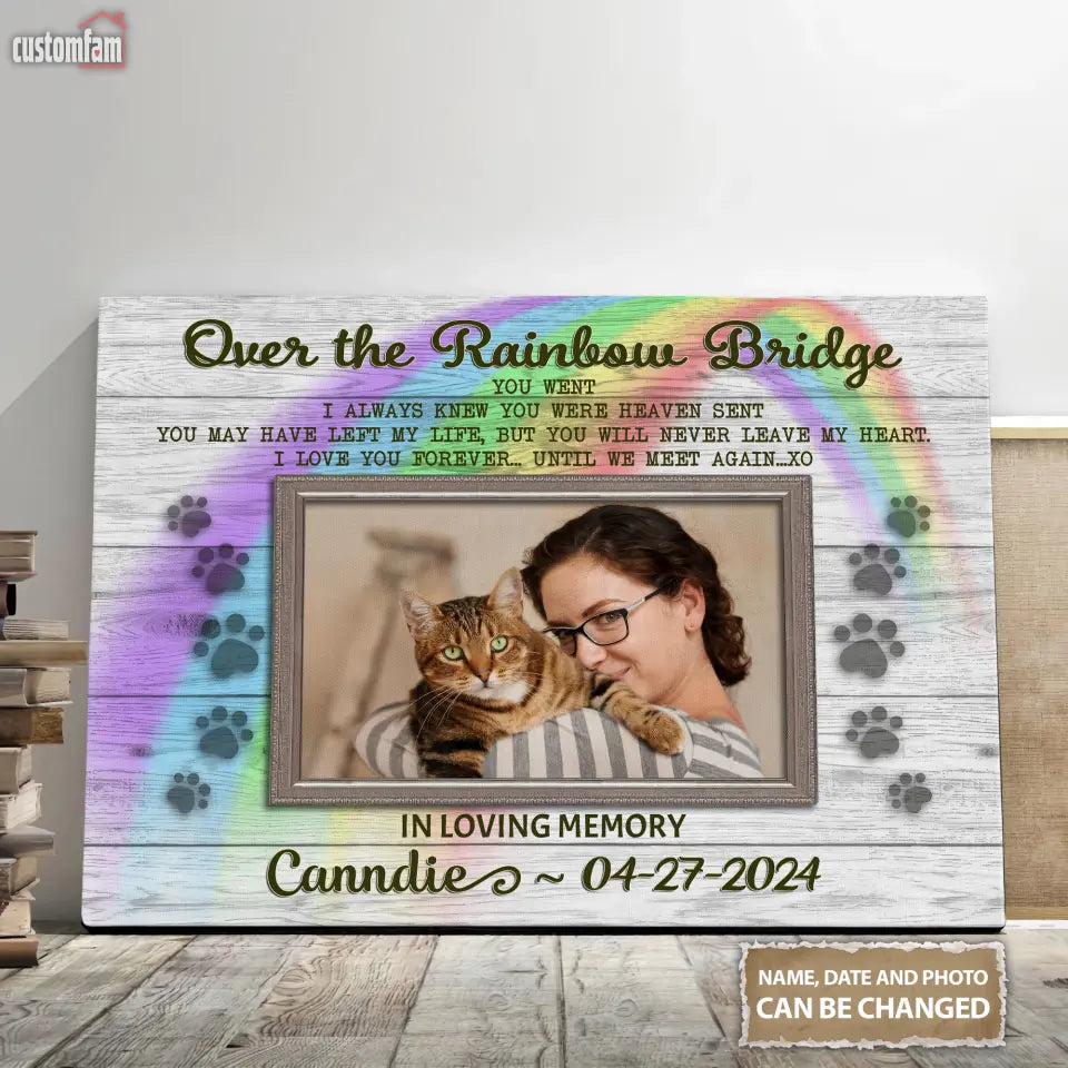 Personalized Memorial Canvas Prints Gift, Gift For Someone Who Lost A Pet Over The Rainbow Bridge, Canvas Wall Art Decor
