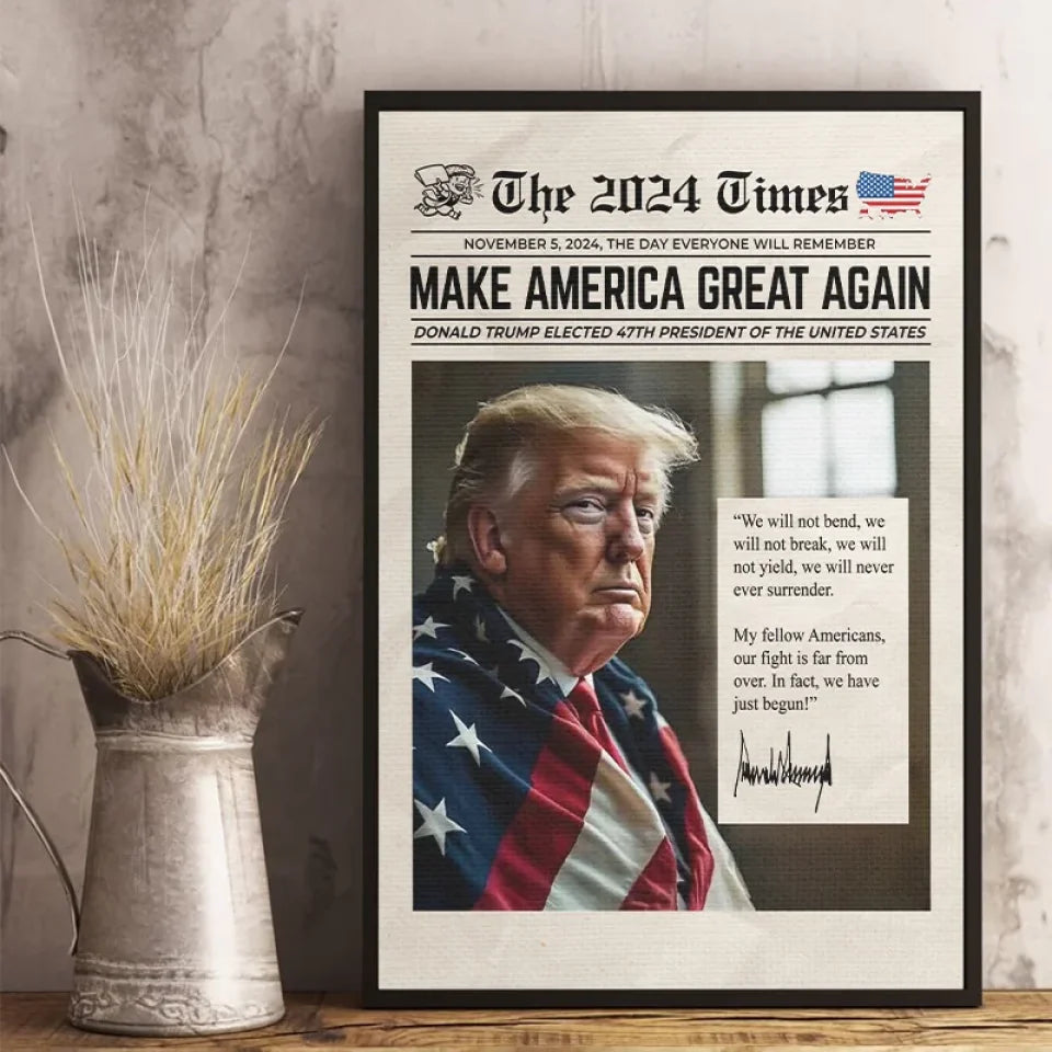 Make America Great Again Trumpwon Canvas Wall Art, 47th President US Election Art, Patriotic Gifts