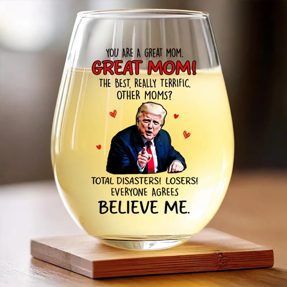 Trump202 Great Moms, Total Winner Glass, Mothers Day Gift, Gift For Mom
