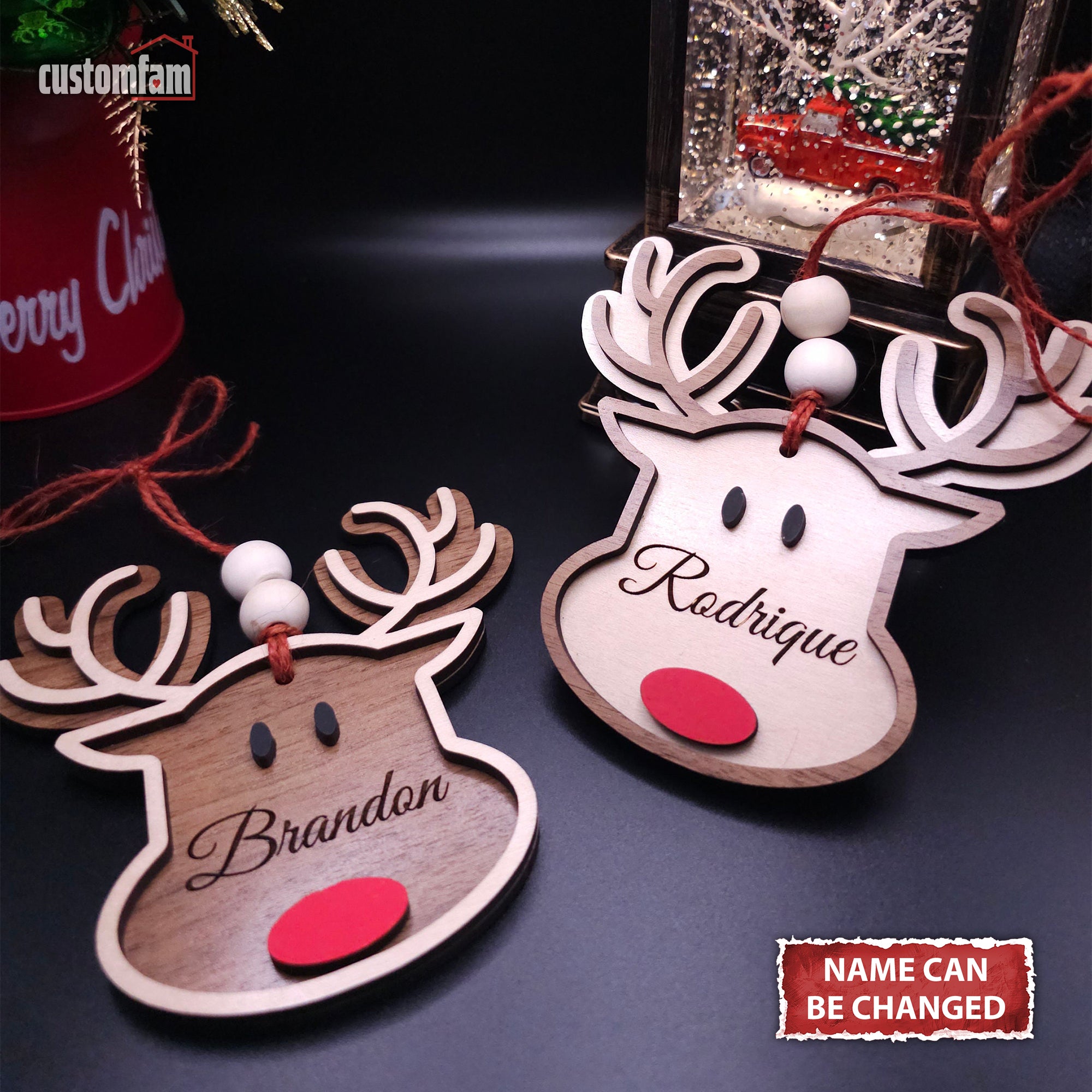 Personalized Reindeer Christmas Ornament, Christmas Tree Decor
