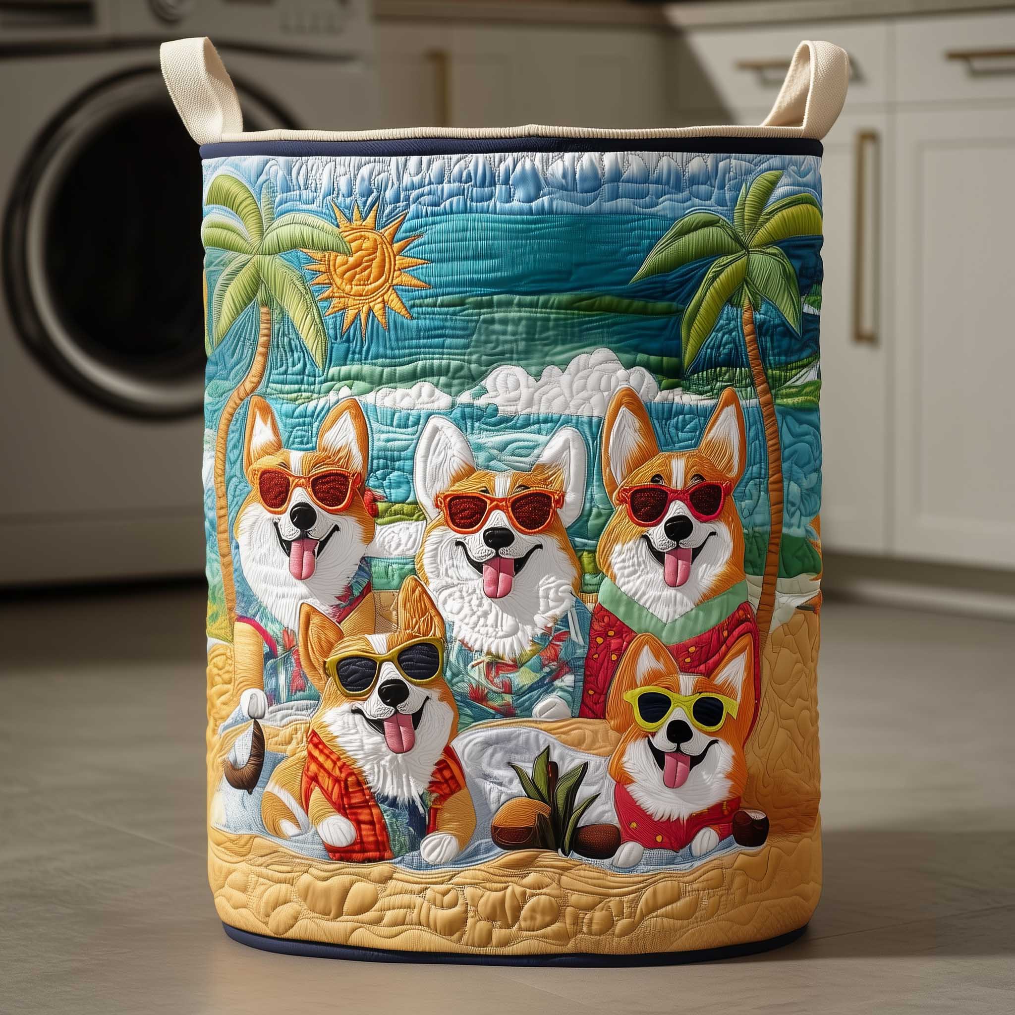 Beach Party Dogs Laundry Basket Laundry Gifts, Housewarming Gift Ideas, Mother's Day Gifts