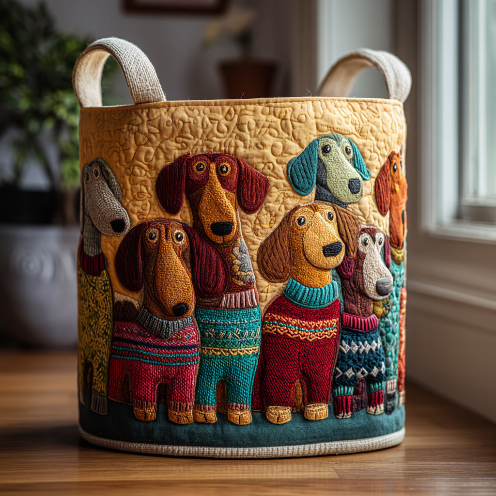 Colorful Dachshunds Laundry Basket Laundry Gifts, Housewarming Gift Ideas, Mother's Day Gifts