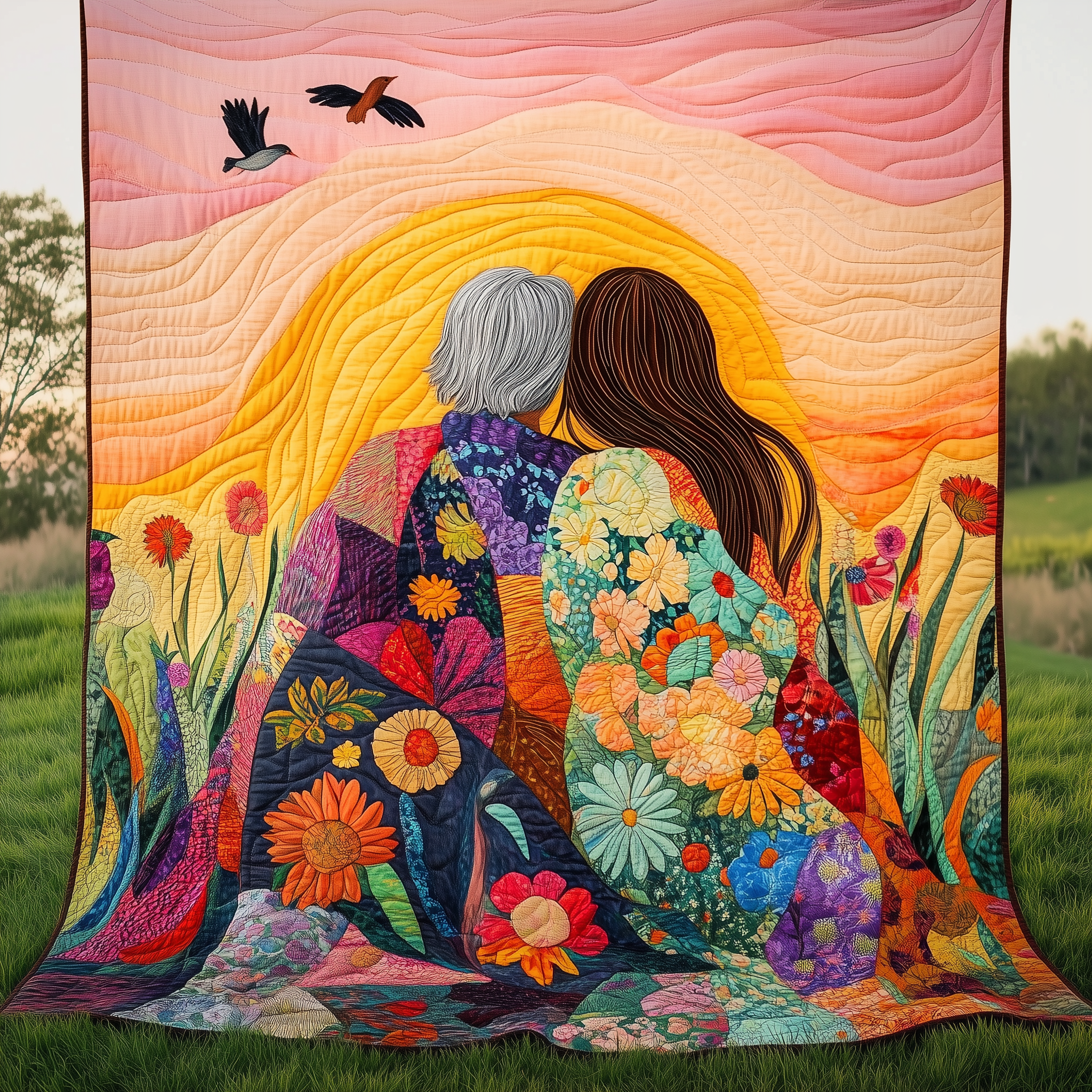 Golden Hour Endless Love Quilt Blanket, Mother Daughter Blankets, Mother's Day Gifts, Gift For Mom