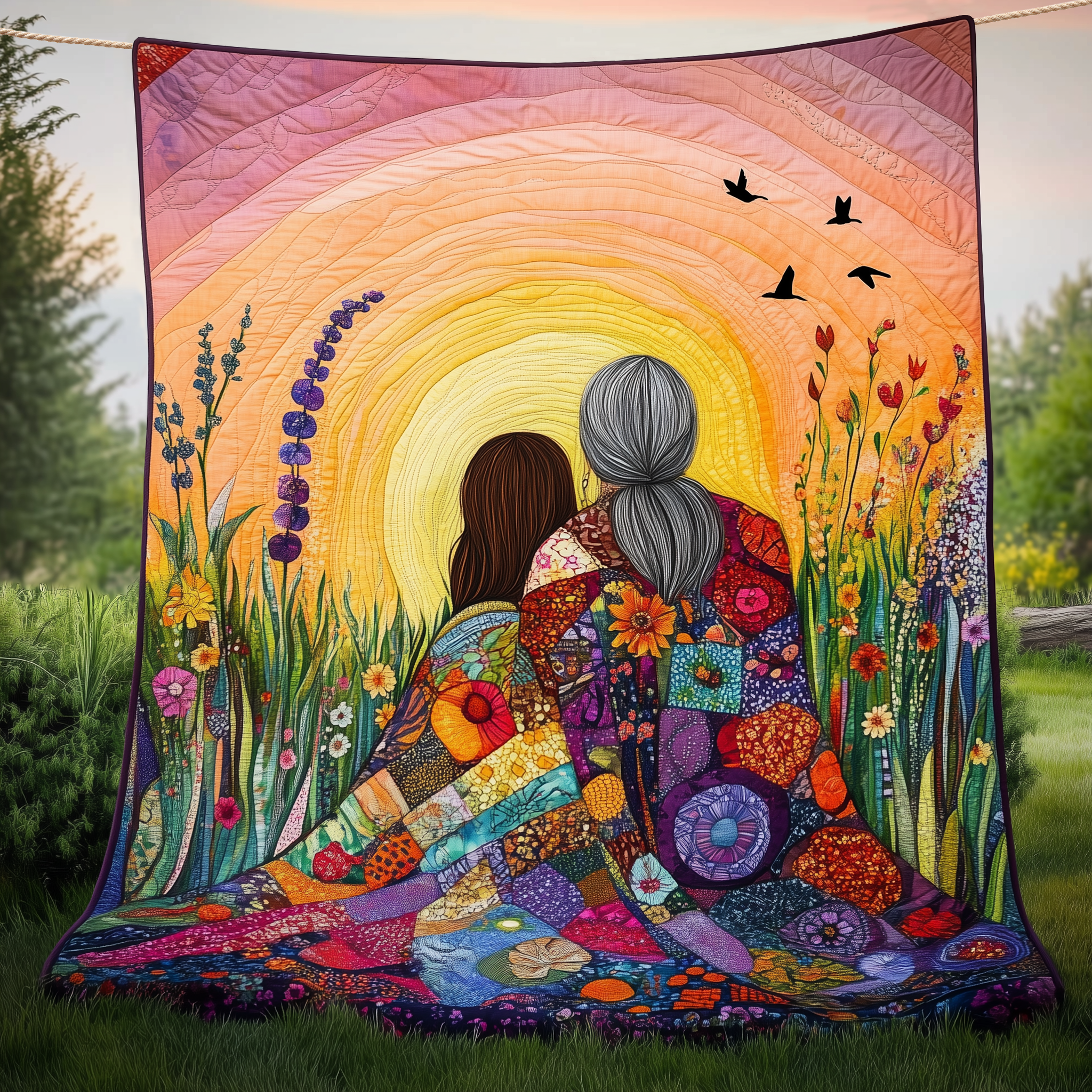 A Moment To Remember Quilt Blanket, Mother Daughter Blankets, Mother's Day Gifts, Gift For Mom