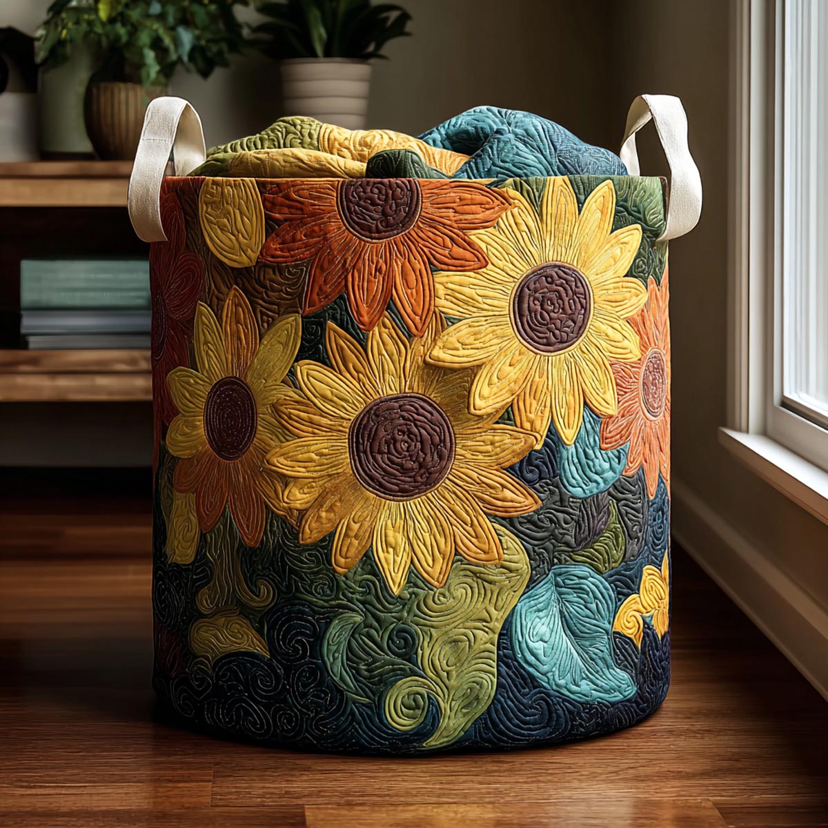 Golden Sunflowers Laundry Basket Laundry Gifts, Housewarming Gift Ideas, Mother's Day Gifts