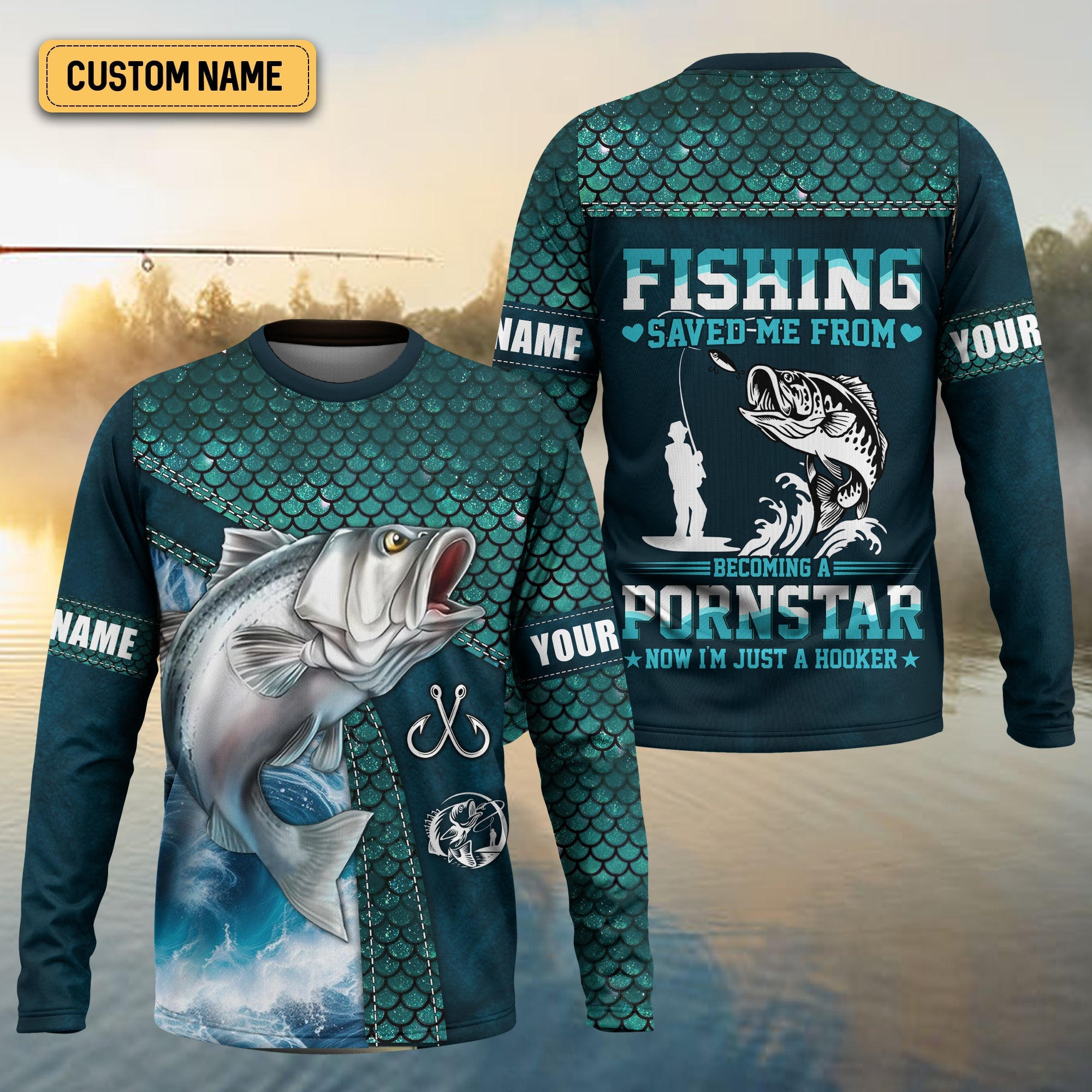 Fishing Saved Me From Becoming a Pornstar SPF Shirts For Men, Funny Fishing Shirts, Men Long Sleeve Shirt