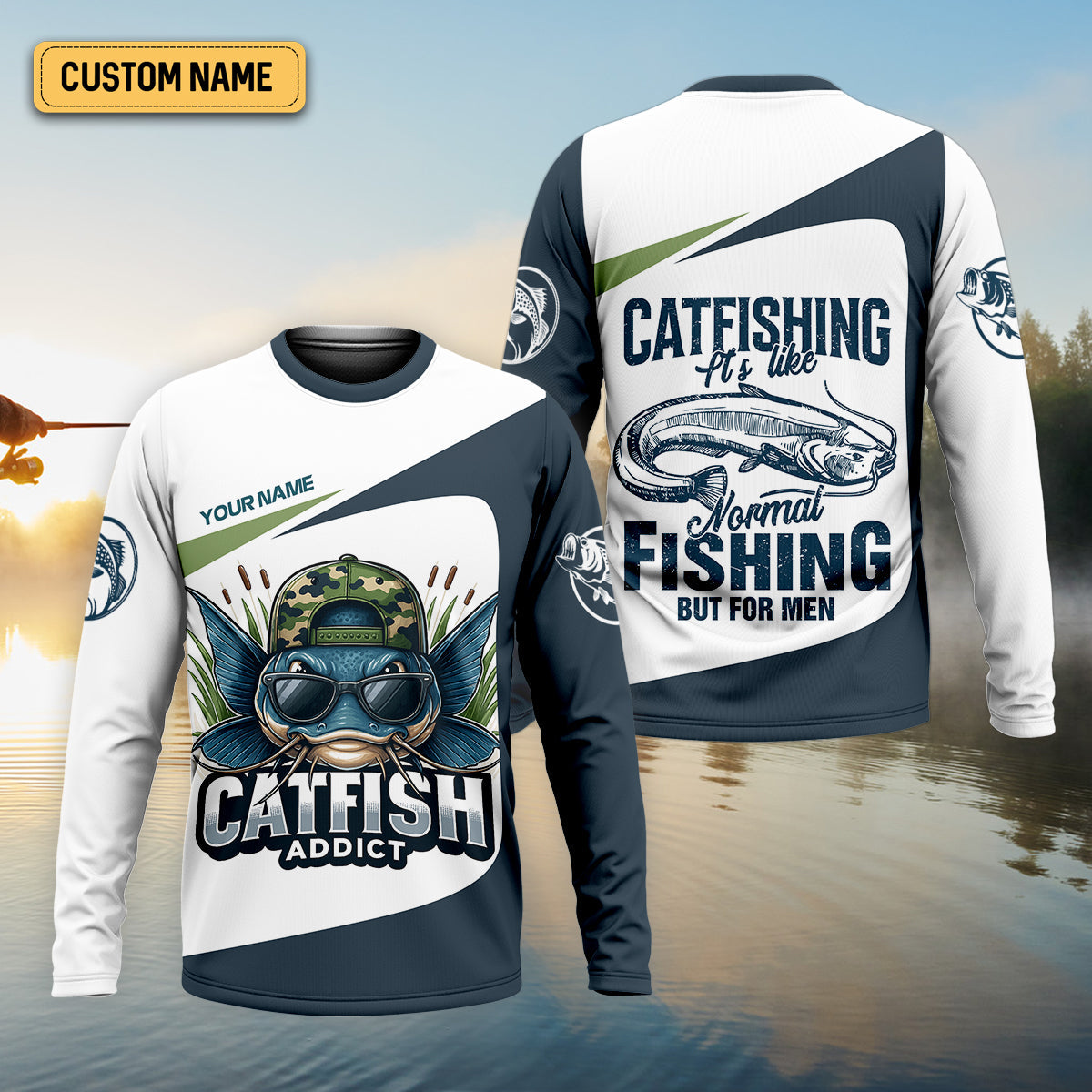 Catfishing Shirt, SPF Long Sleeve Shirts, Fishing UPF Shirts, Funny Fishing Shirt, Gift For Fisherman
