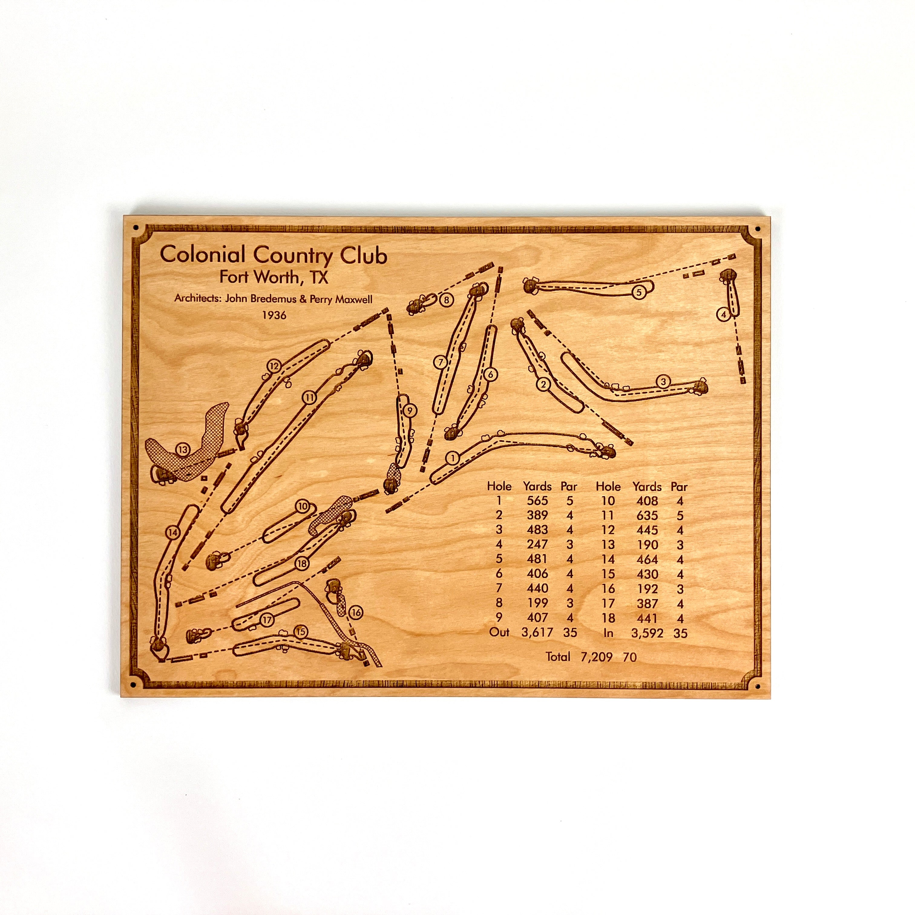 Custom Colonial Country Club Golf Course Map, Golf Art, Golf Wood Sign, Gift For Golfers