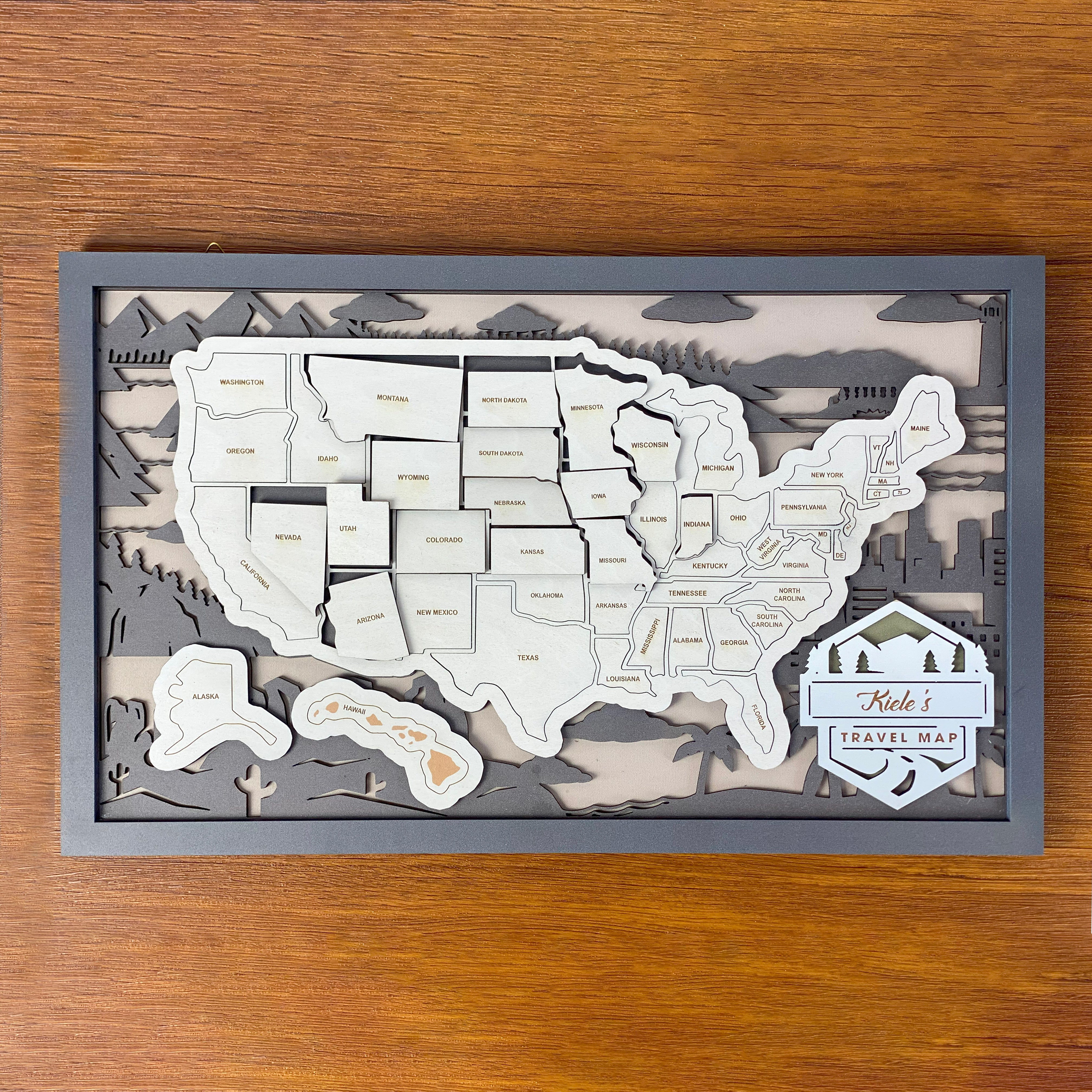 USA Travel Map With Pin, USA Landscape Map, United States Road Trip Map, Gift For Traveler