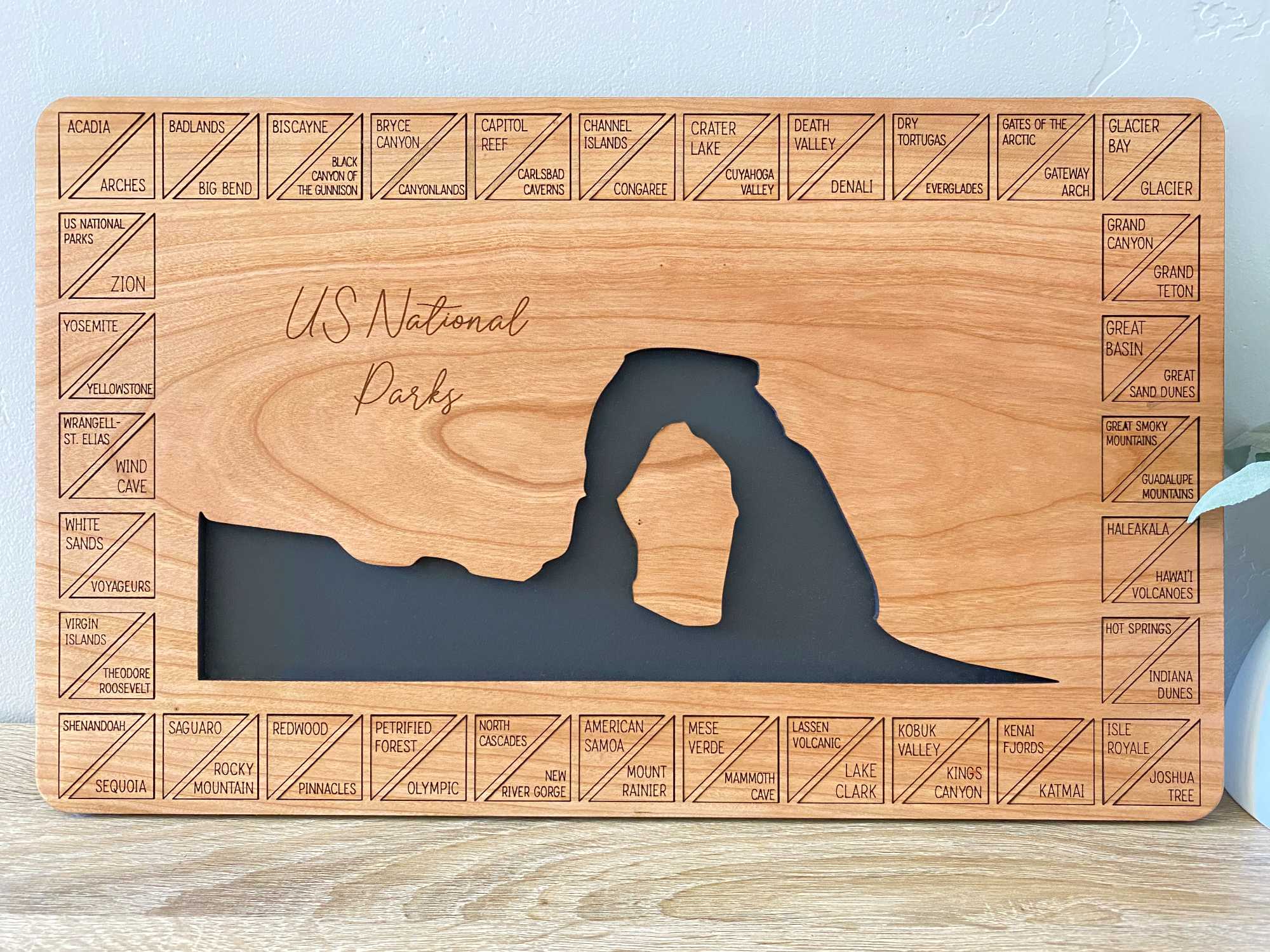 United States National Parks Tracker, Gift For Nature Lover, Wooden Tracker