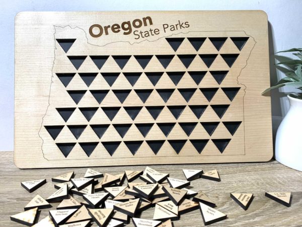 Oregon State Parks Tracker, Gift For Nature Lover, Wooden Tracker