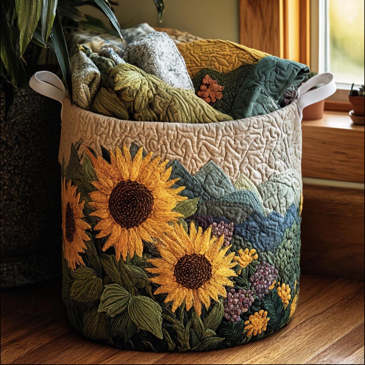 Sunflower Meadow Laundry Basket Laundry Gifts, Housewarming Gift Ideas, Mother's Day Gifts