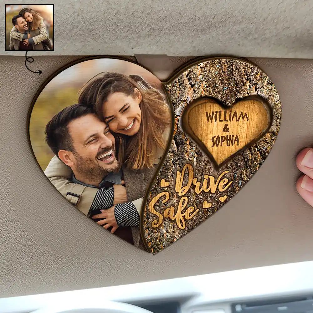 Drive Safe Custom Photo Car Visor Clip, Gifts For Couple