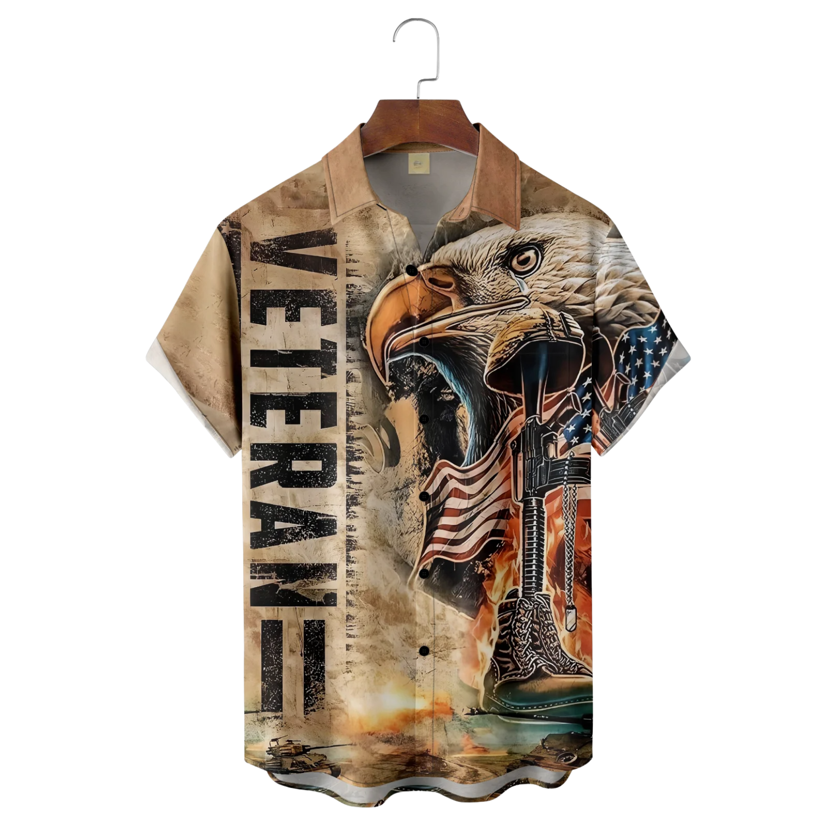 Memorial Day American Flag Veterans Eagle Hawaiian Golf Shirt, 250th Anniversary Tropical Vibe Men's Golf Shirt