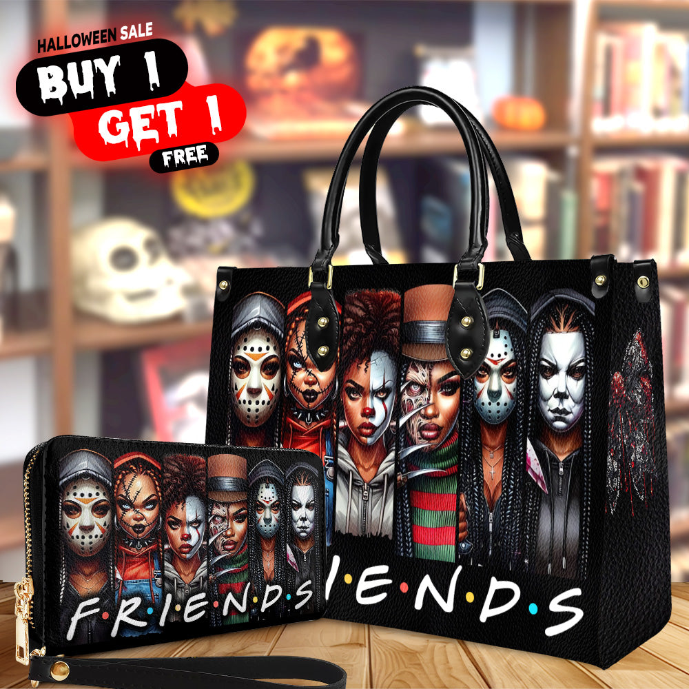 Horror Friends Female Killer Handbags With Matching Wallets - Women Leather Bag - Purse And Wallet Set