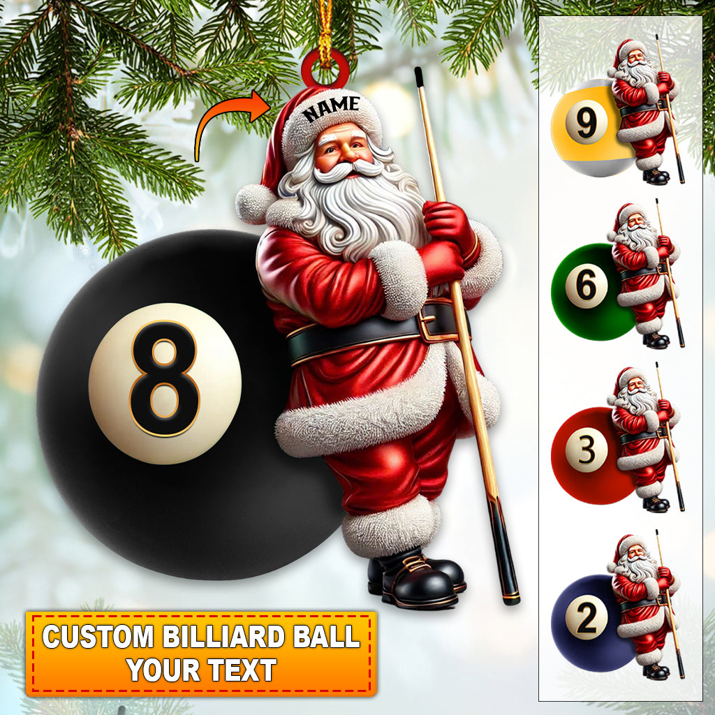 Billiard Ball, Custom Billiard Ball With Santa Ornament, Christmas Gift For Billiard Lovers