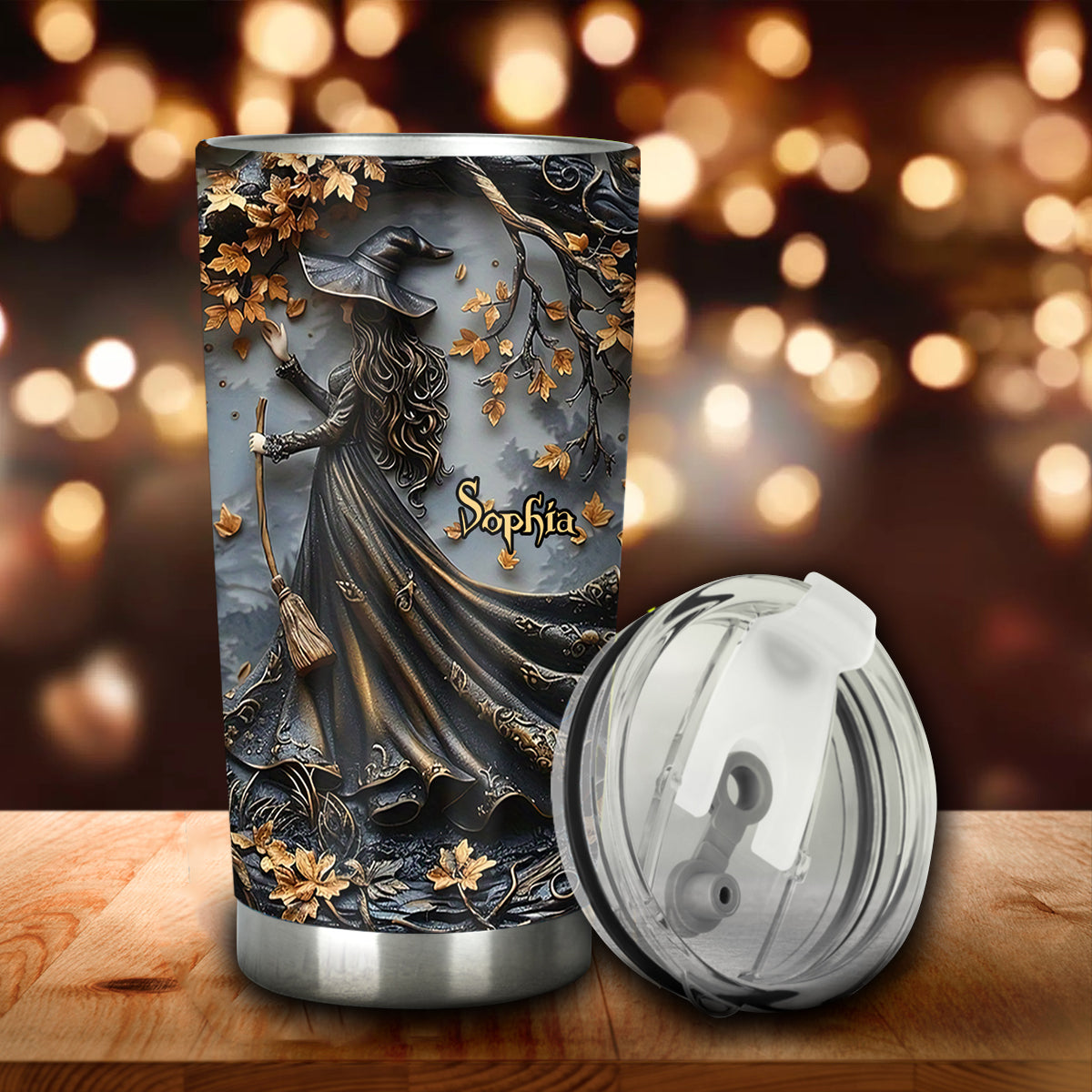 Beautiful Witch Personalized Stainless Steel Tumbler, 20oz 30oz Insulated Tumbler, Halloween Gift