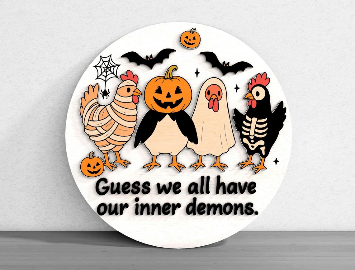 Funny Chicken Wood Signs Outdoor, Halloween Door Decoration Ideas, Halloween Yard Decorations