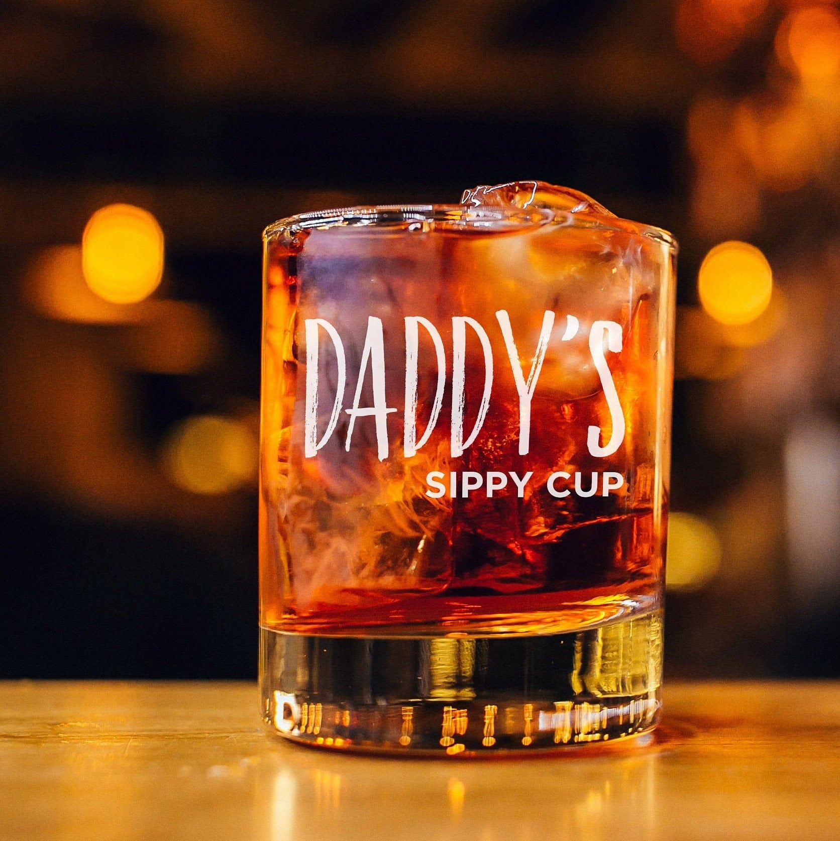 Daddy's Sippy Cup Custom Whiskey Glass, Cocktail Glass, Father's Day Gifts