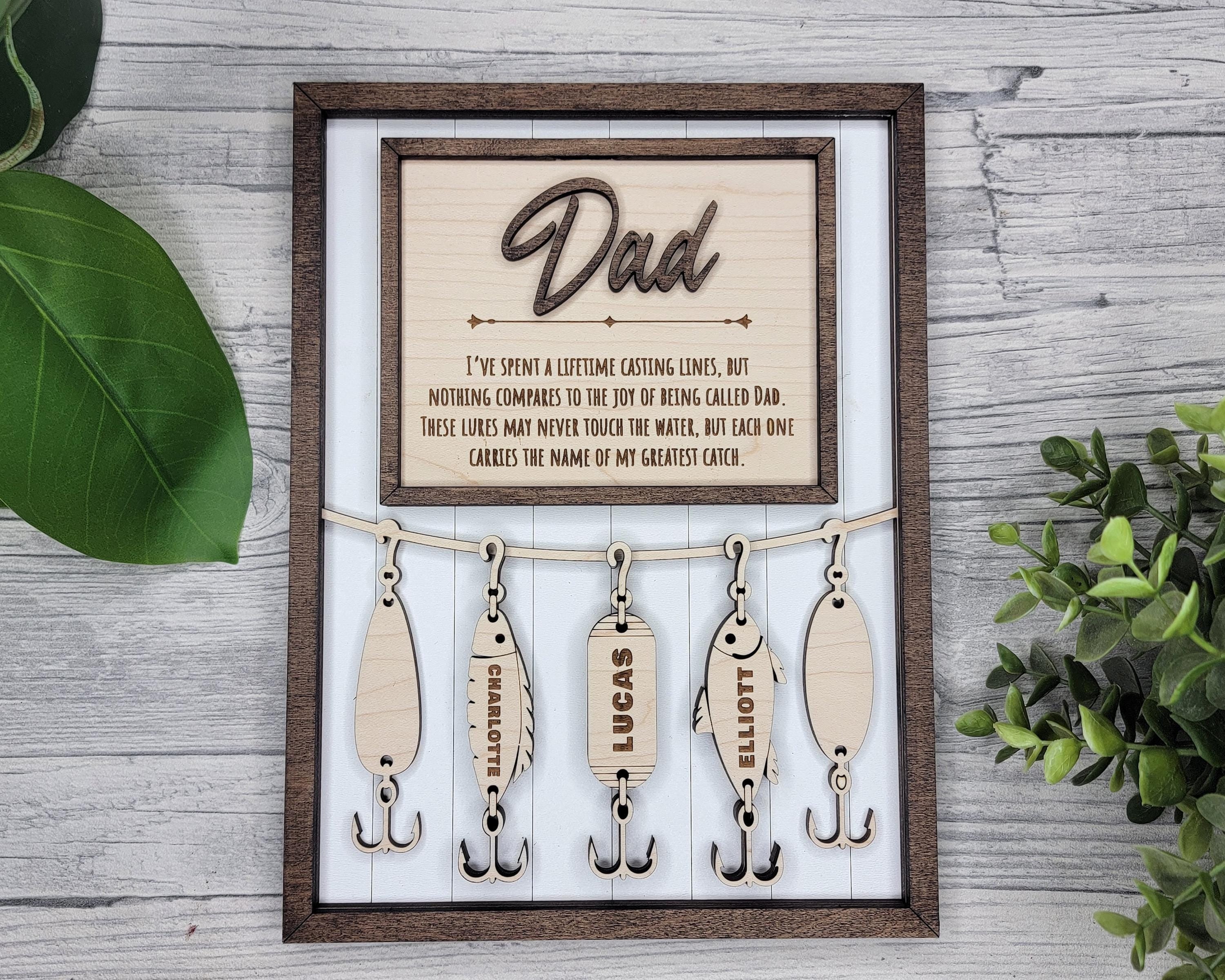 Dad's Fishing Lure Custom Wooden Sign, Fishing Father's Day gifts