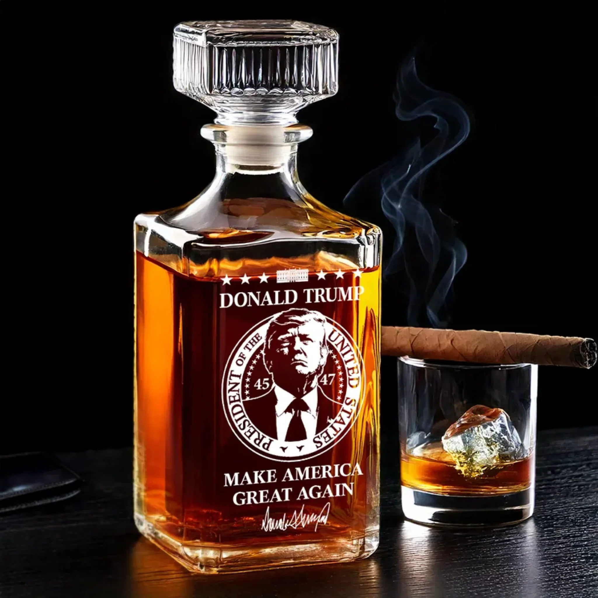 Proudly Brewed In The Land Of Liberty Glass Whiskey Decanter, Luxury Whiskey Glass, Whiskey Decanter Set