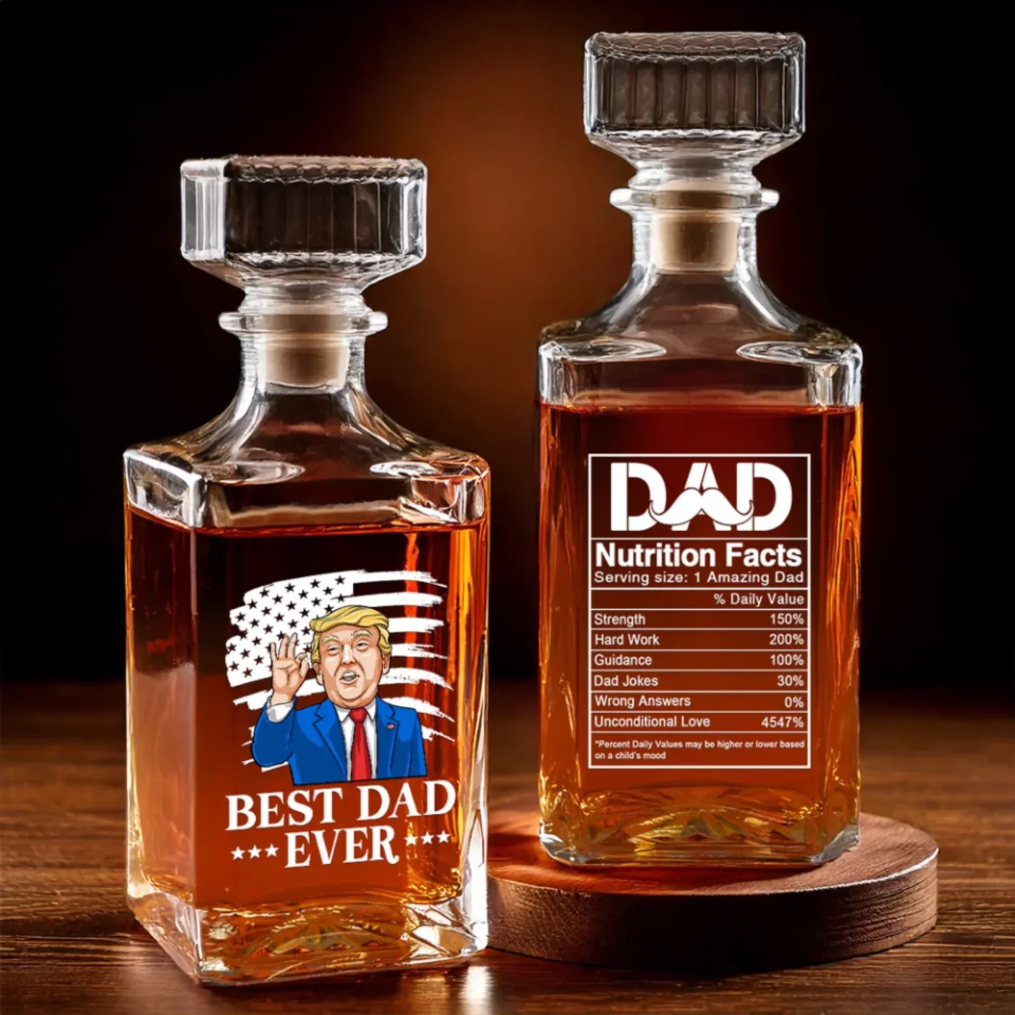 Best Dad Ever Whiskey Decanter Set American Glassware Wine Glasses Set