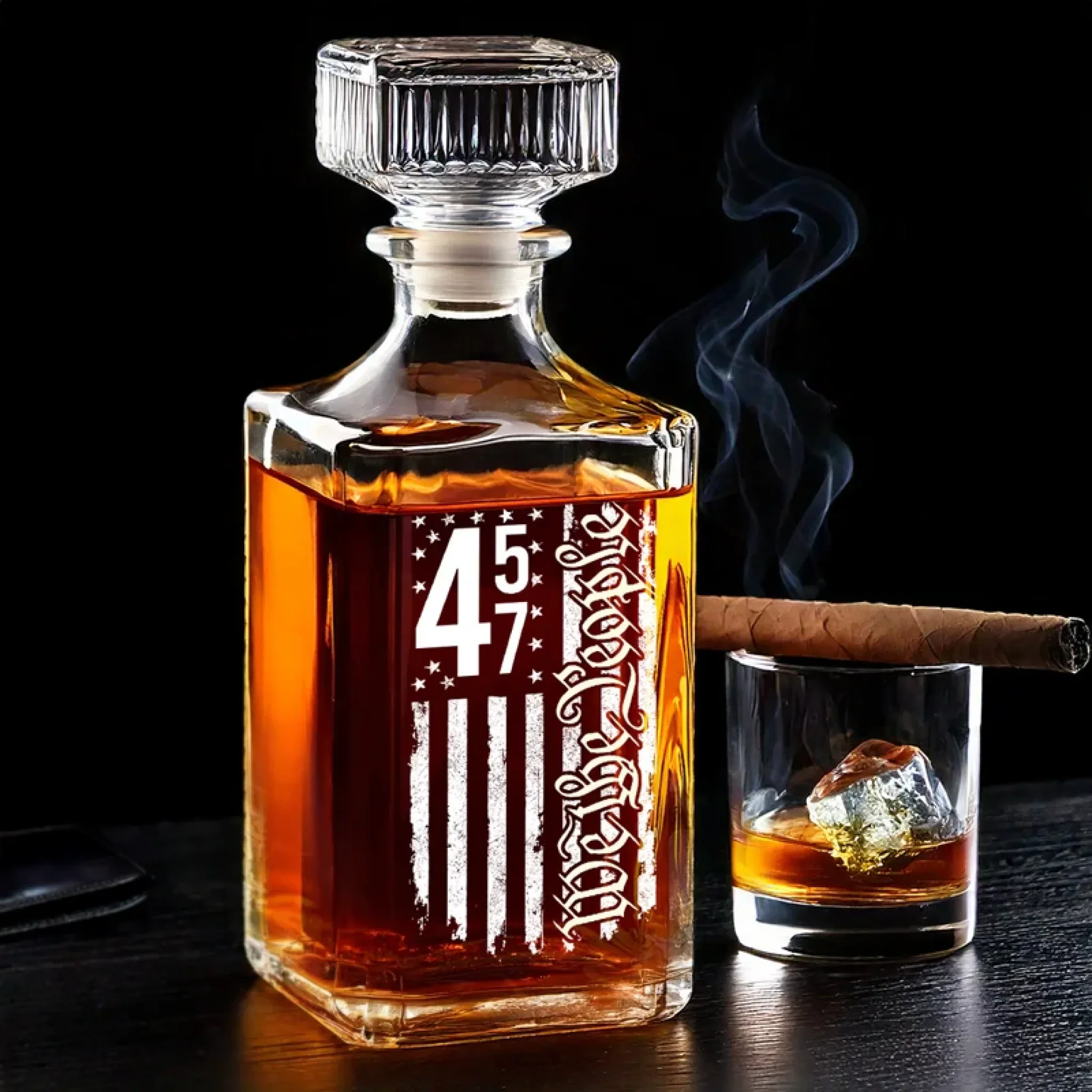 Born Free, Never Filtered Glass Whiskey Decanter, Luxury Whiskey Glass, Whiskey Decanter Set